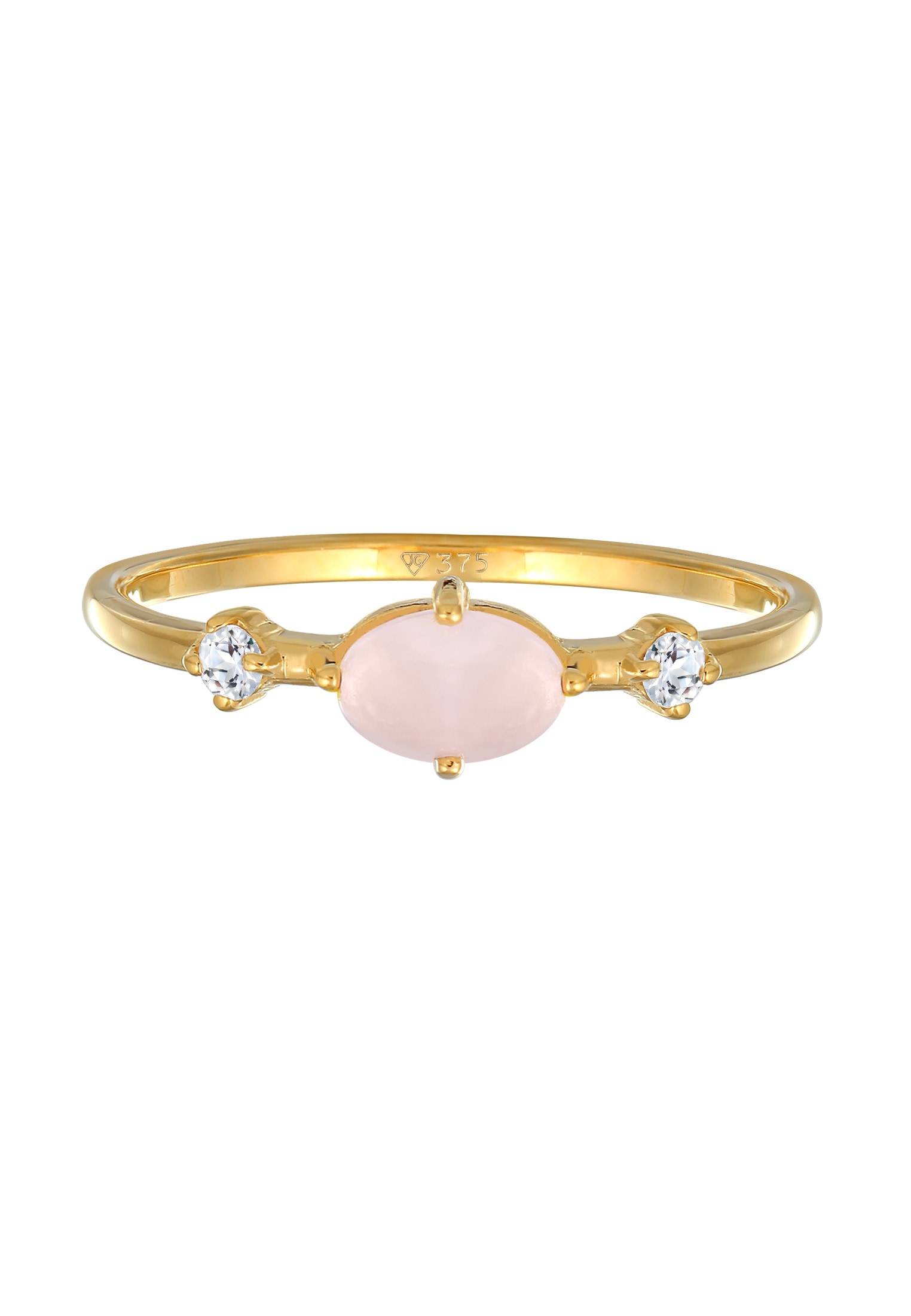 Elli Premium Silberring »Ring Rosa Quarz Topas Edelstein Klassik 375er Gelbgold«