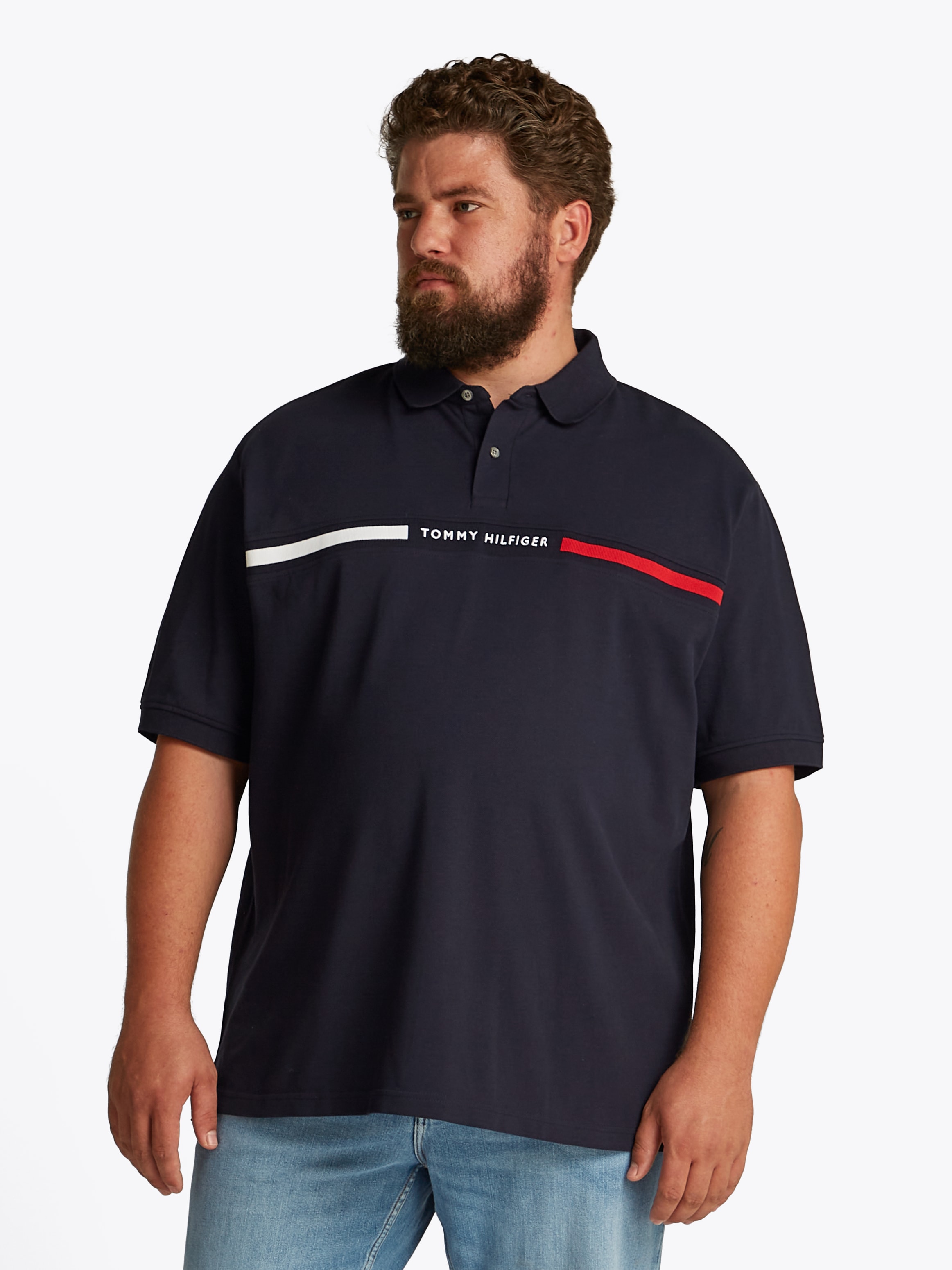 TOMMY HILFIGER Big & Tall Poloshirt »BT-HILFIGER CHEST INSERT REG -B«, in Großen Größen, Logostickerei