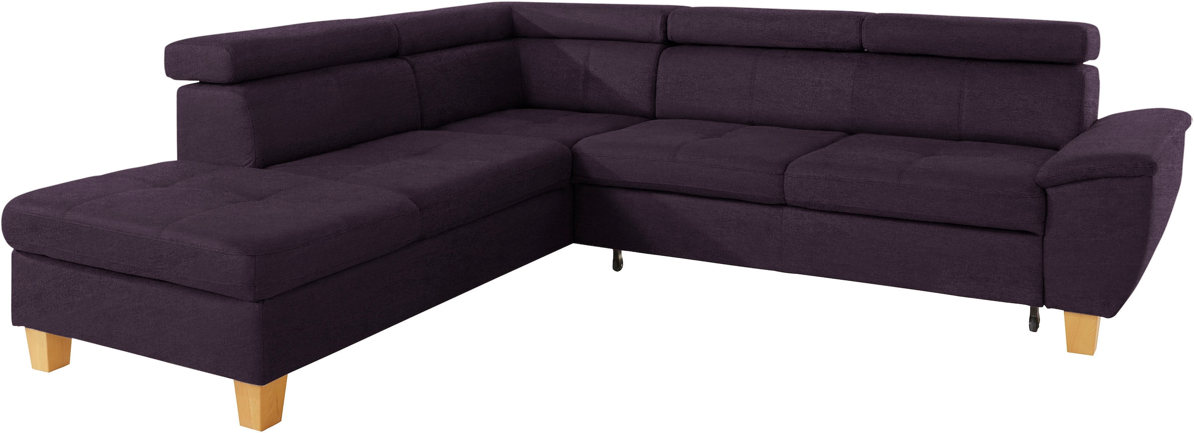 exxpo - sofa fashion Ecksofa »Enya, hoher Sitzkomfort, Breite 266cm, bequem, 12cm hohe Füße, L-Form« mit Kopfteilverstellung, wahlweise Bettfunktion u. Bettkasten