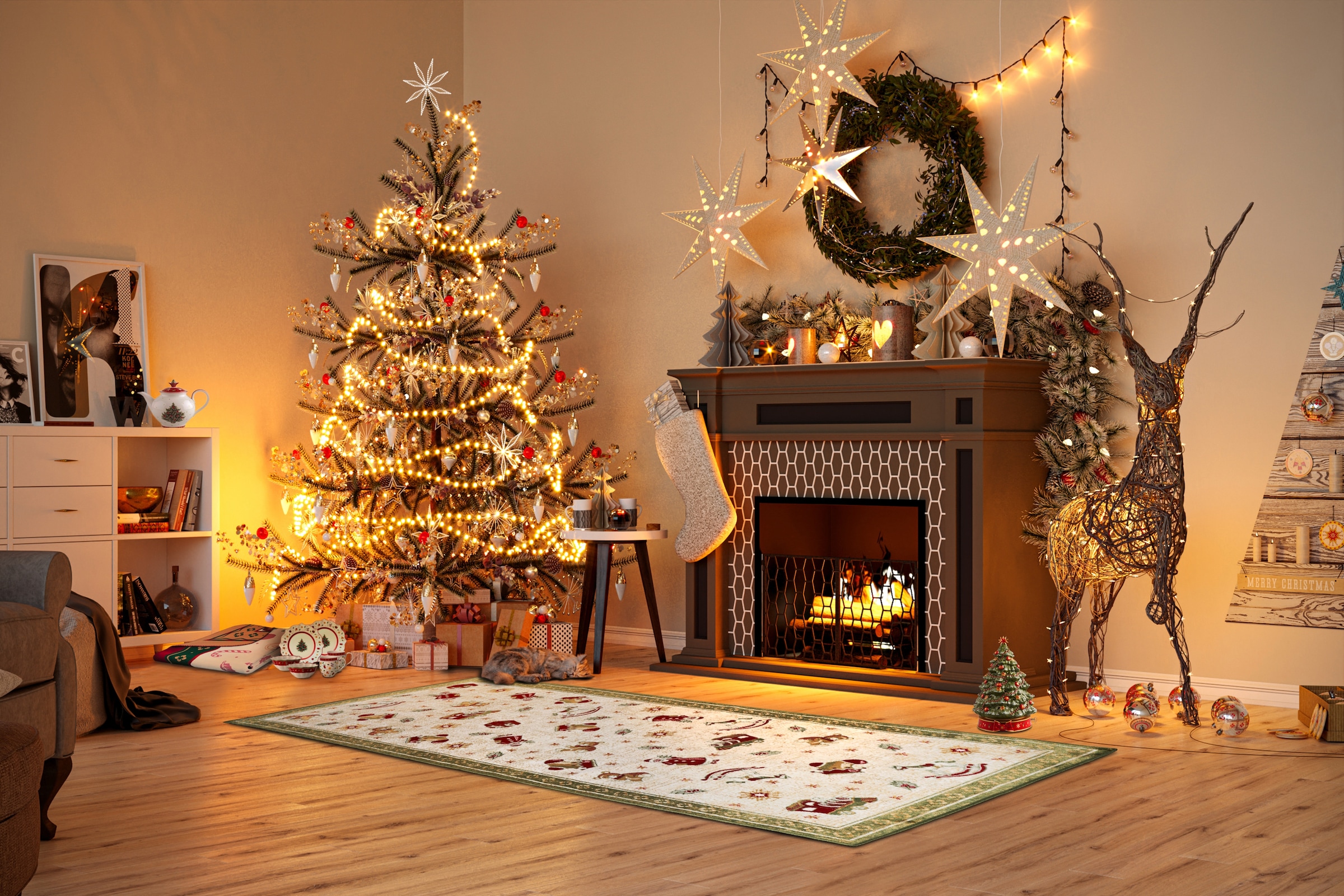 Villeroy & Boch Teppich »Nostalgic Shine Toy's Delight, eckig, rund und Läufer«, rechteckig, 6 mm Höhe, Weihnachten, Wohnzimmer, Flur, Geschenk, Toys Delight, Dekoration