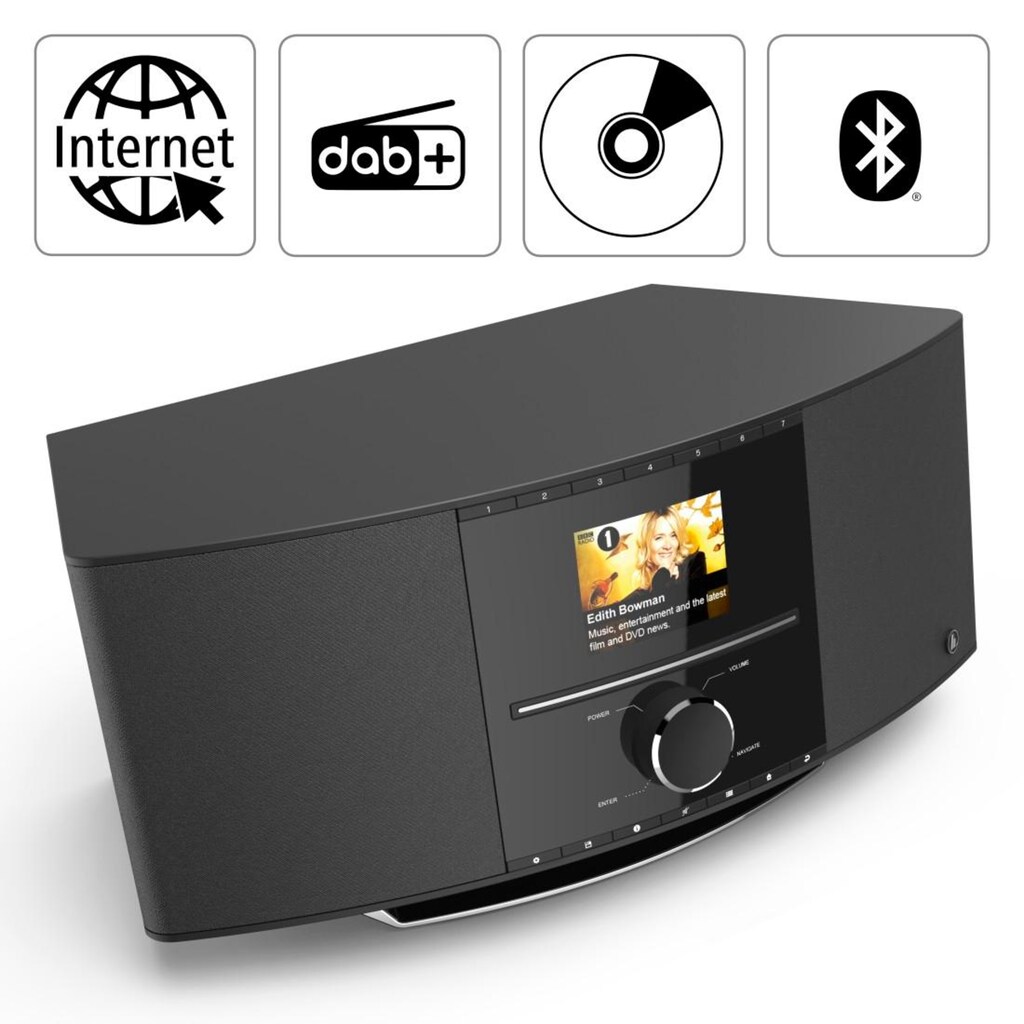 Hama Digitalradio (DAB+) »Internetradio Digitalradio m.CD WLAN/Bluetooth Amazon Music DAB DAB+«, (WLAN-LAN (Ethernet) Digitalradio (DAB+)-Internetradio-FM-Tuner 40 W)