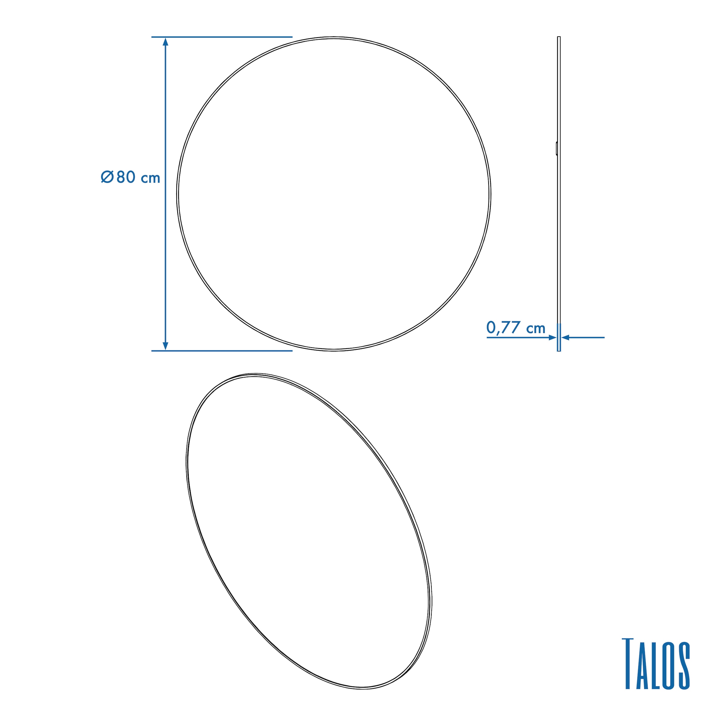 Talos Badspiegel »Picasso schwarz Ø 80 cm«, hochwertiger Aluminiumrahmen