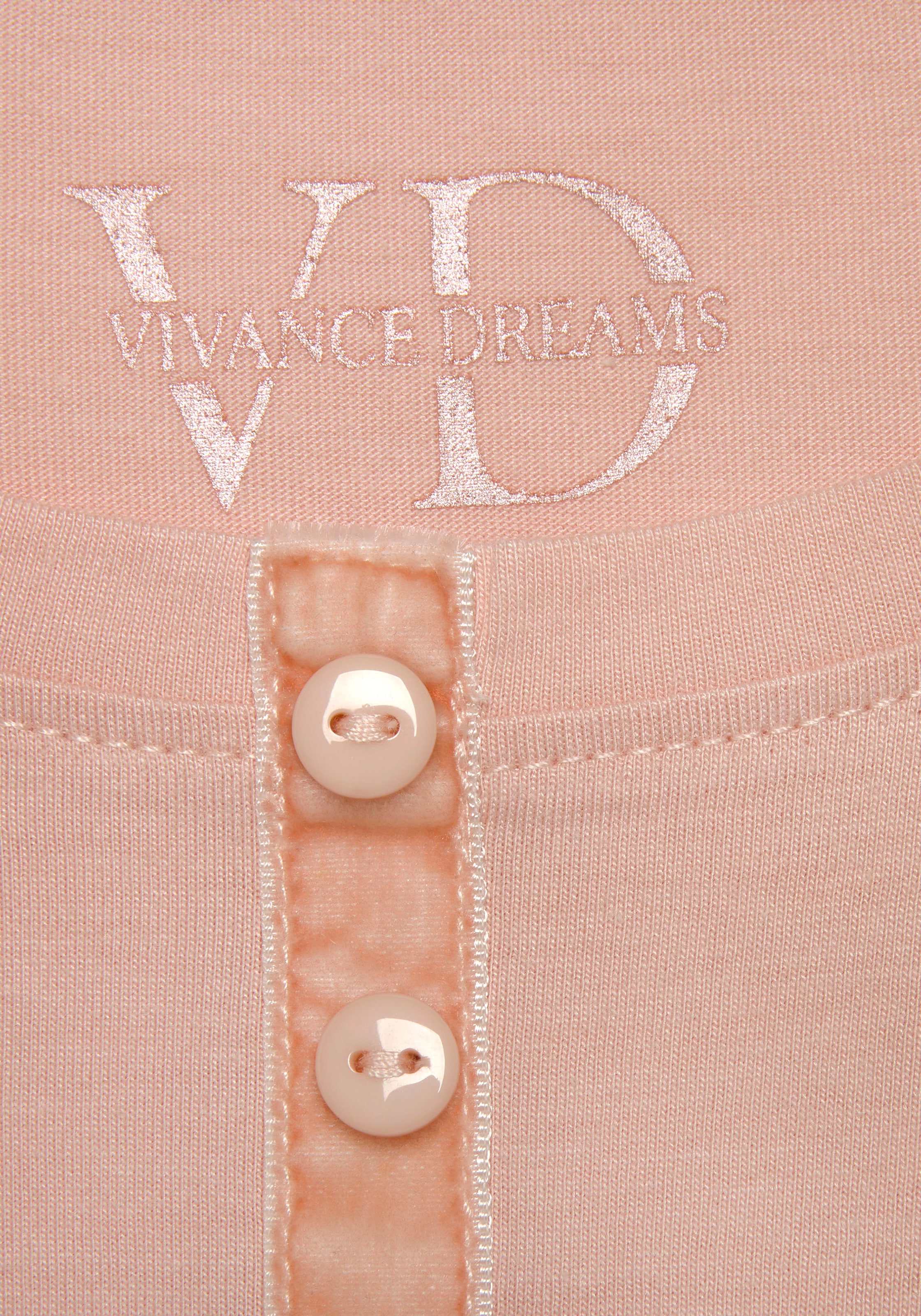 Vivance Dreams Pyjamaoberteil, mit Velvet-Knopfleiste