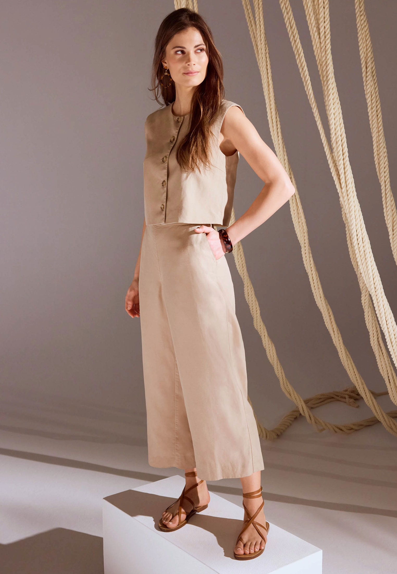 Zero Leinenhose »Leinenhose mit weitem Bein 24 Inch«
