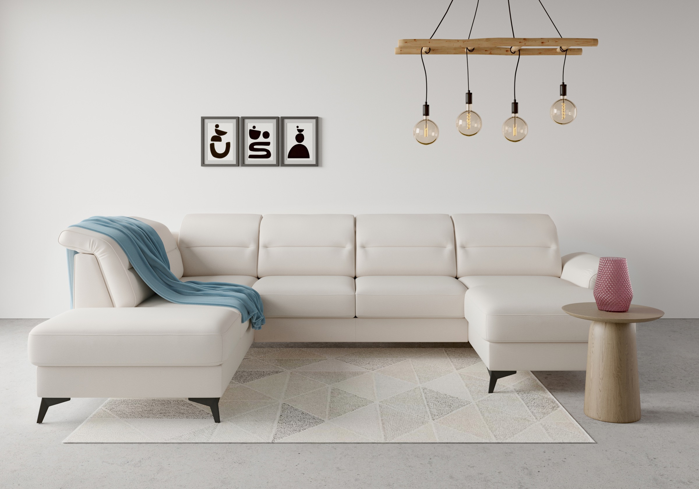 sit&more Wohnlandschaft »Sinatra U-Form« optional mit Kopfteilverstellung und Armteilfunktion, Metallfüße