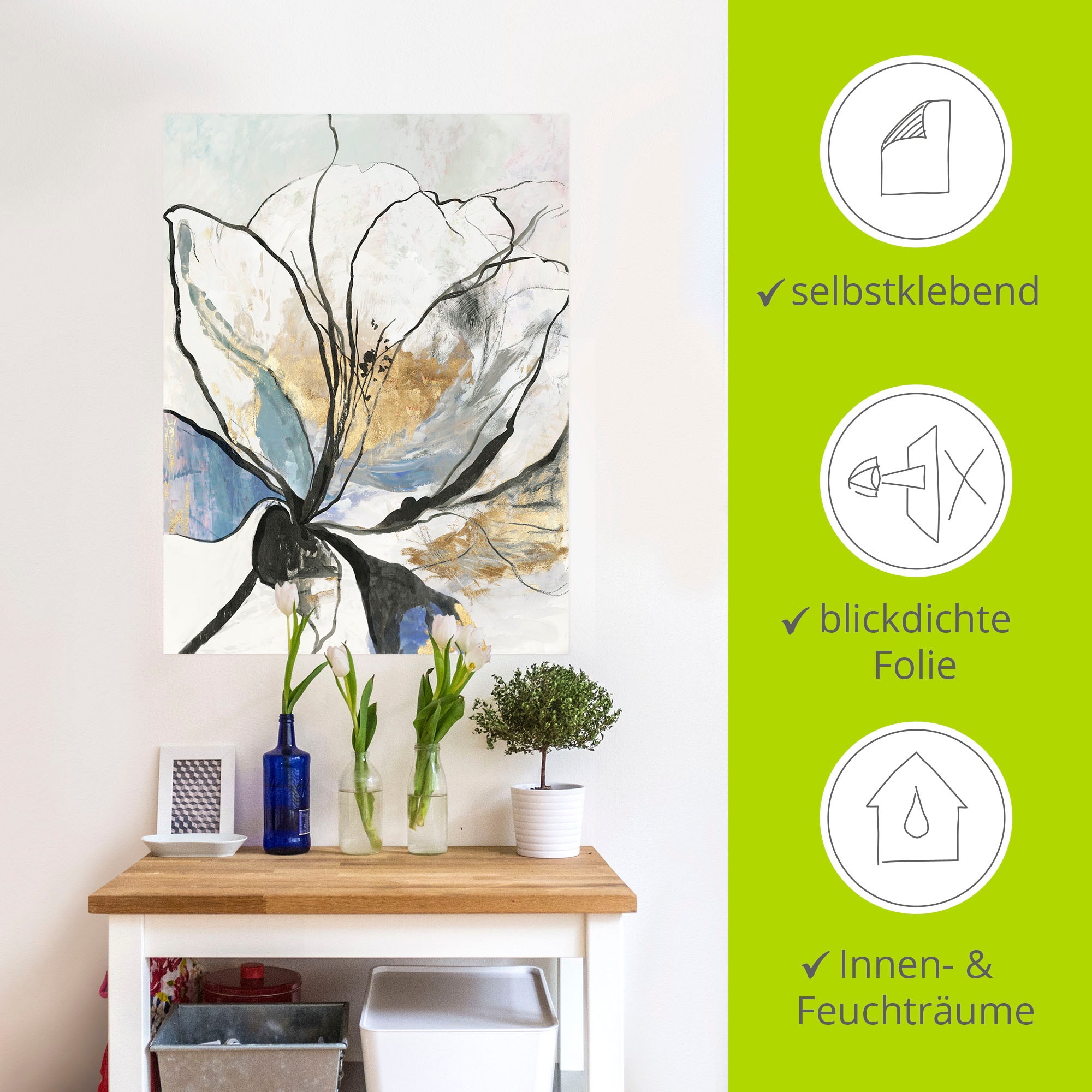 Artland Wandbild »Umrissenes Blumenmuster I«, Blumenbilder, (1 St.), als Alubild, Outdoorbild, Leinwandbild, Poster, Wandaufkleber