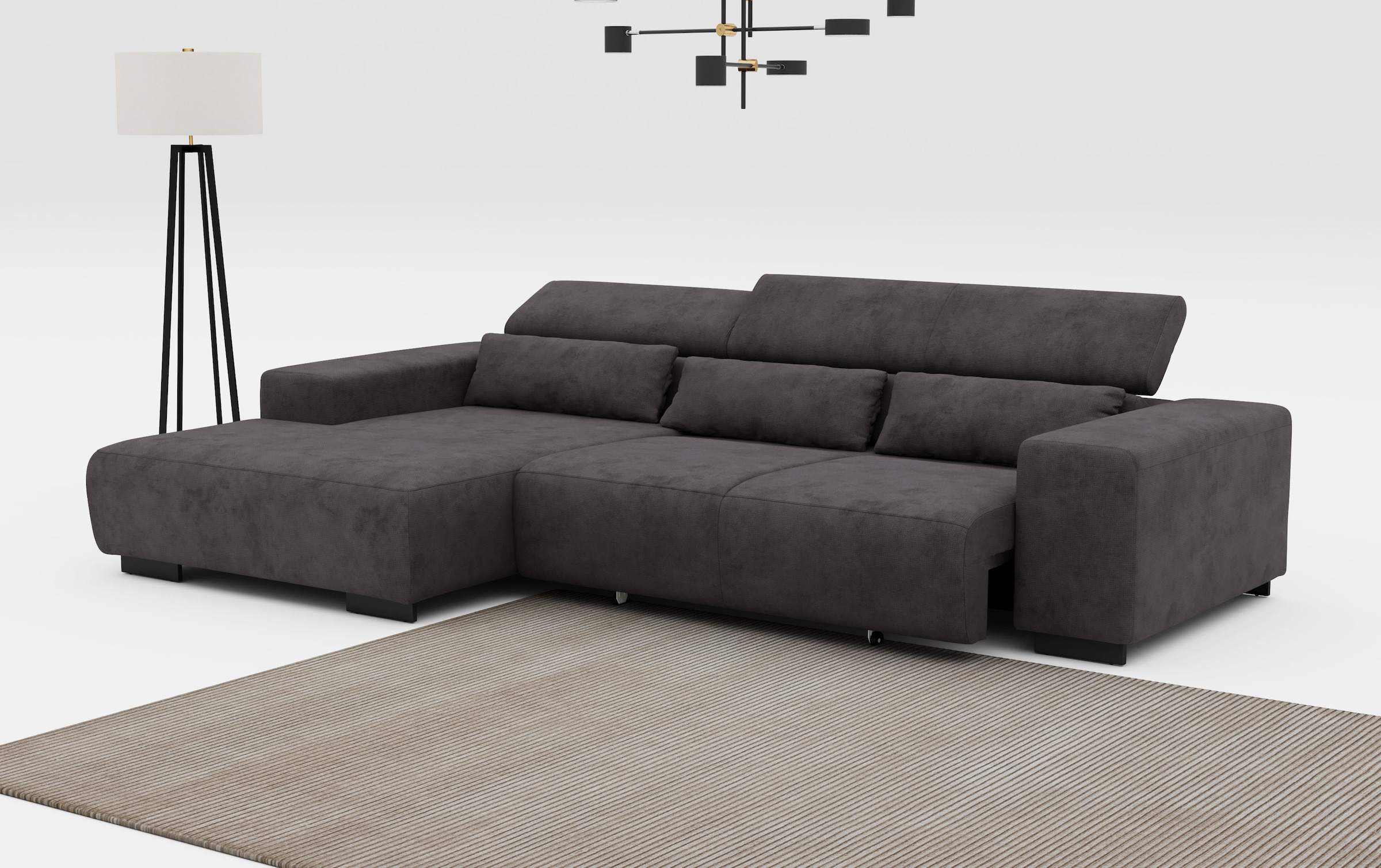 COTTA Ecksofa »Side L-Form, mit Kopfteilverstellung & 3 Nierenkissen«, optional motorische Sitztiefenverstellung