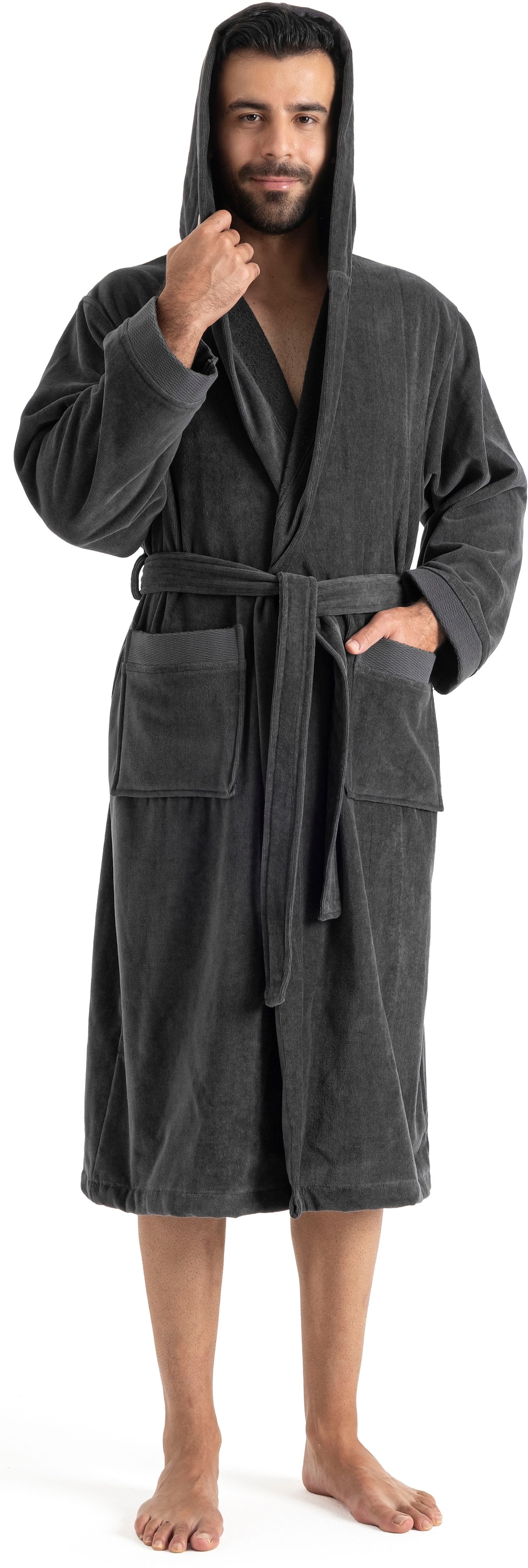 OTTO home Unisex-Bademantel »Fenya, 330 g/m², Premium, Hotelbademantel, Morgenmantel,  Sauna & Spa« 1 Stk. Reißverschlusstaschen, weich mit GRATIS-Zugabe: 1x Duschtuch 70x140 cm