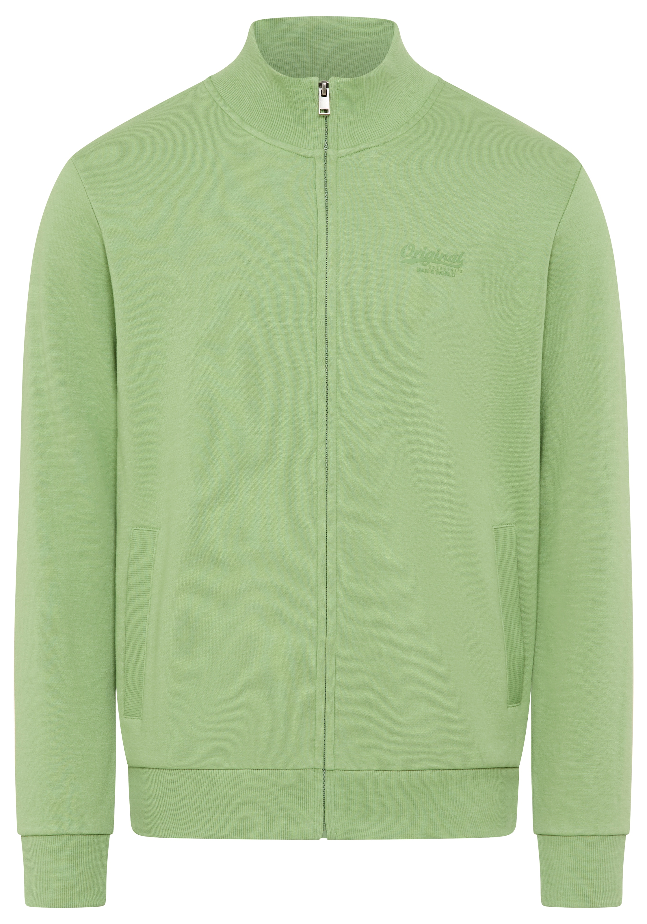 Man's World Sweatjacke Stehkragen und dezentem Logodruck