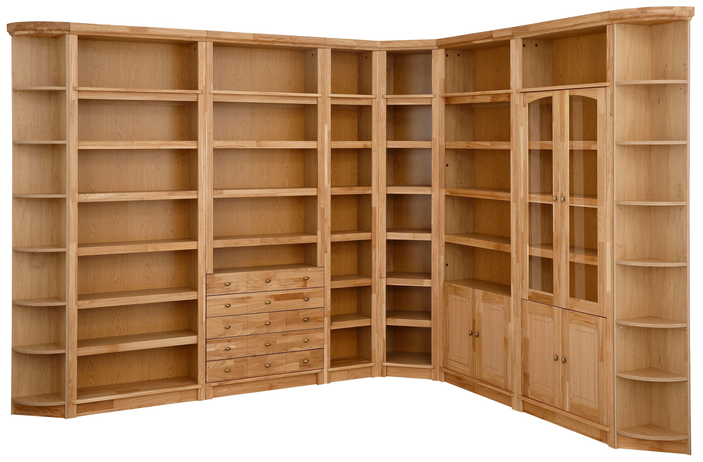 OTTO home Vitrine »Soeren Bücherregal mit Eiche-Elementen B/T/H: 80/29/220 cm« mit Glas-/Holztüren