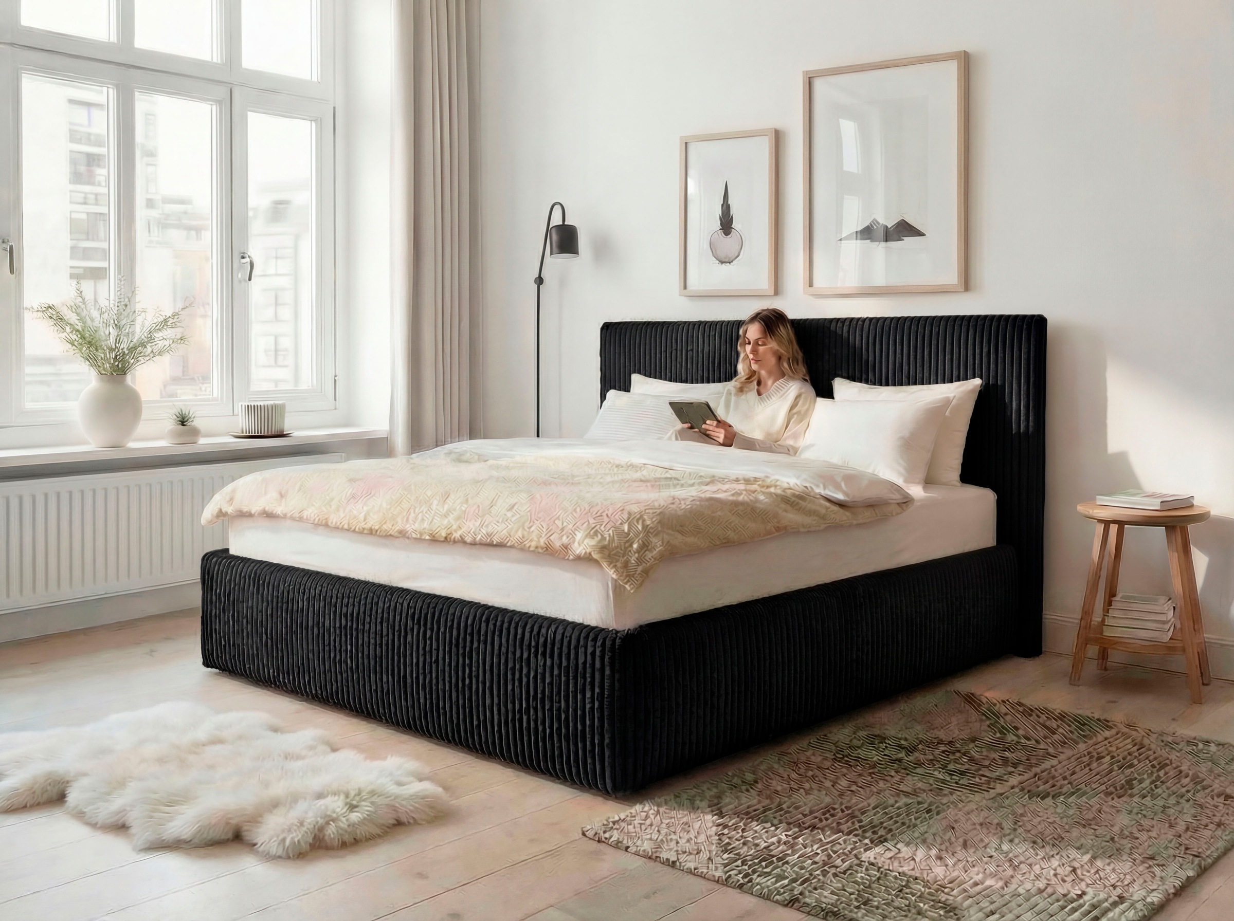 OTTO home Polsterbett »AVVRA in der Größe 180x200 cm, mit Breitcord bezogen« wahlweise mit Lattenrost und King-Matratze (28cm)