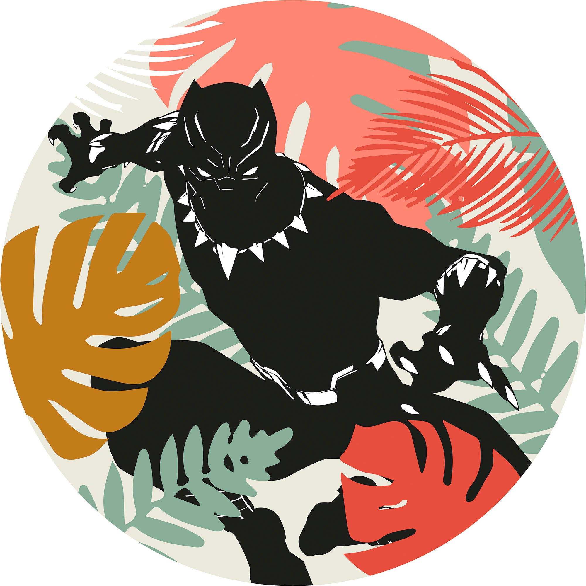 Wandtattoo »Winter Tropics Black Panther«, (1 St.), 125x125 cm (Breite x Höhe), rund...