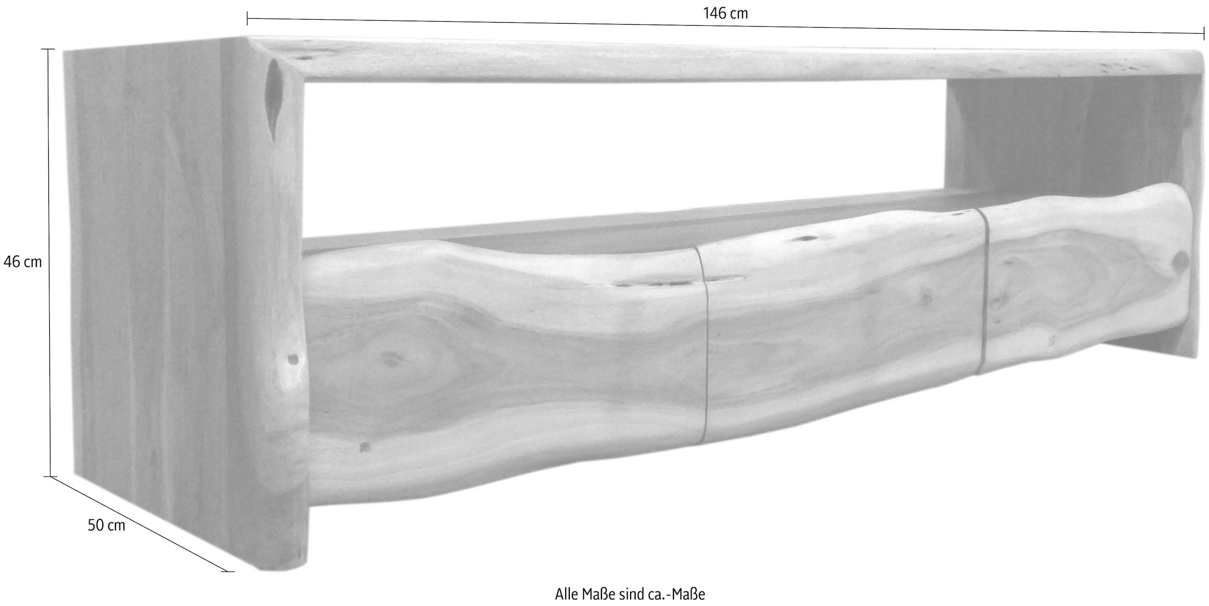 SIT Lowboard »Albero«, massive Akazie mit Baumkante, Breite 146 cm