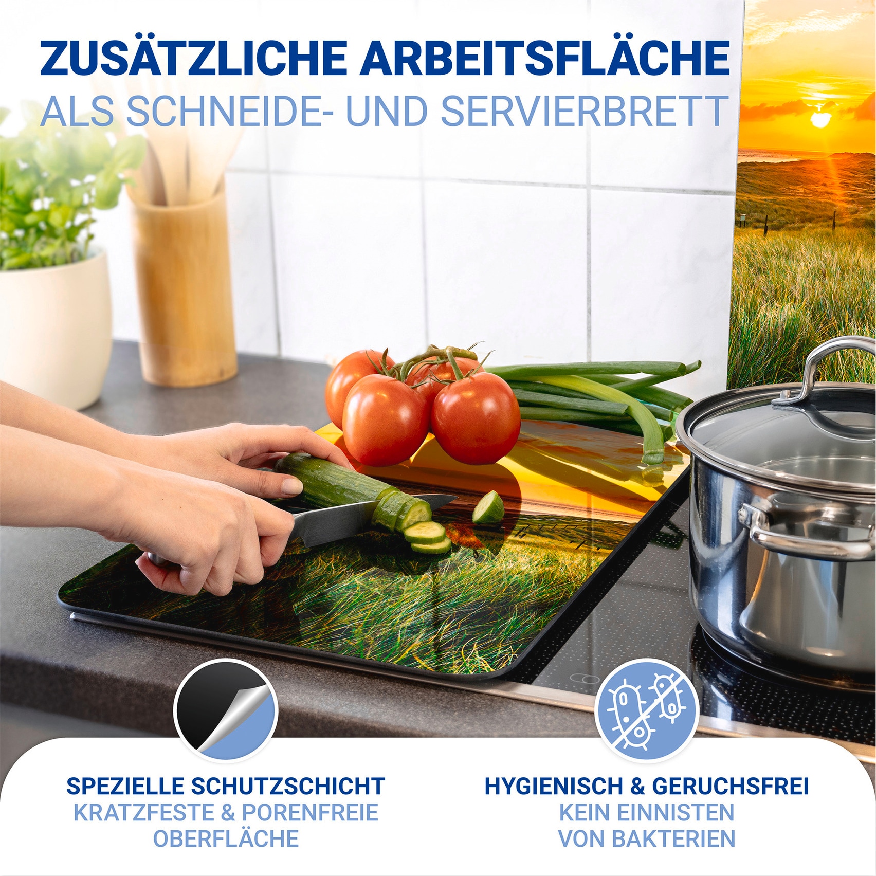 WENKO Herd-Abdeckplatte »Universal Modell Leuchtturm«, (Set, 2 tlg.), Herdabdeckung für alle Herdarten, kratzfest, mit rutschfesten Füßen