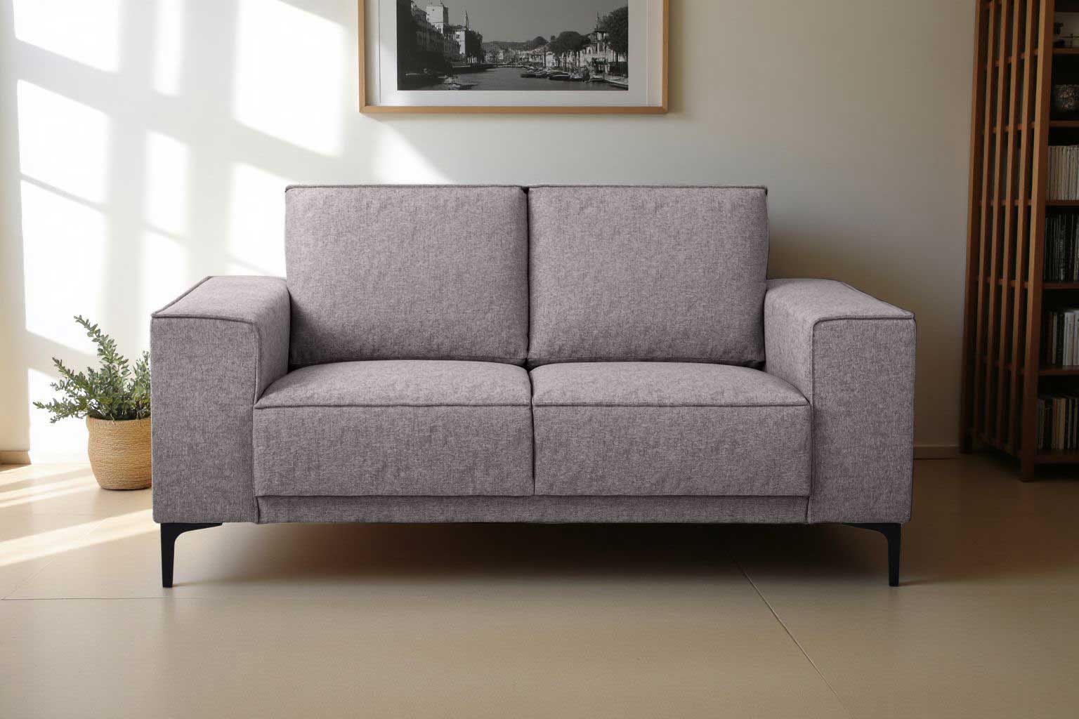 Places of Style 2-Sitzer »Kompaktsofa Oland, Struktur, Flachgewebe, Luxus-Microfaser, Boucle«, 164 cm, Wellenunterfederung, Skandi-Design, Metallfüße