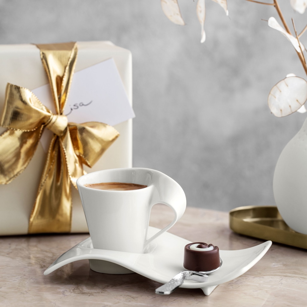 Villeroy & Boch Espressotasse »Espressoset NewWave Caffè 3er Set weiß« Spülmaschinengeeignet, Mikrowellenfest