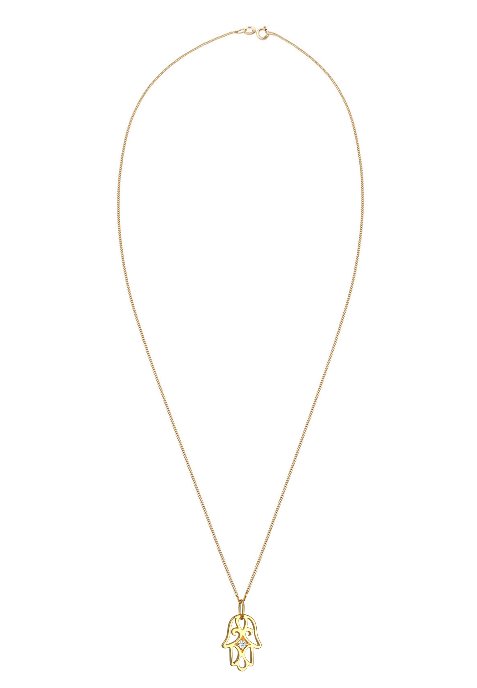 Elli DIAMONDS Silberkette »Halskette Hand der Fatima Diamant (0.03 ct.) 585 Gelbgold«