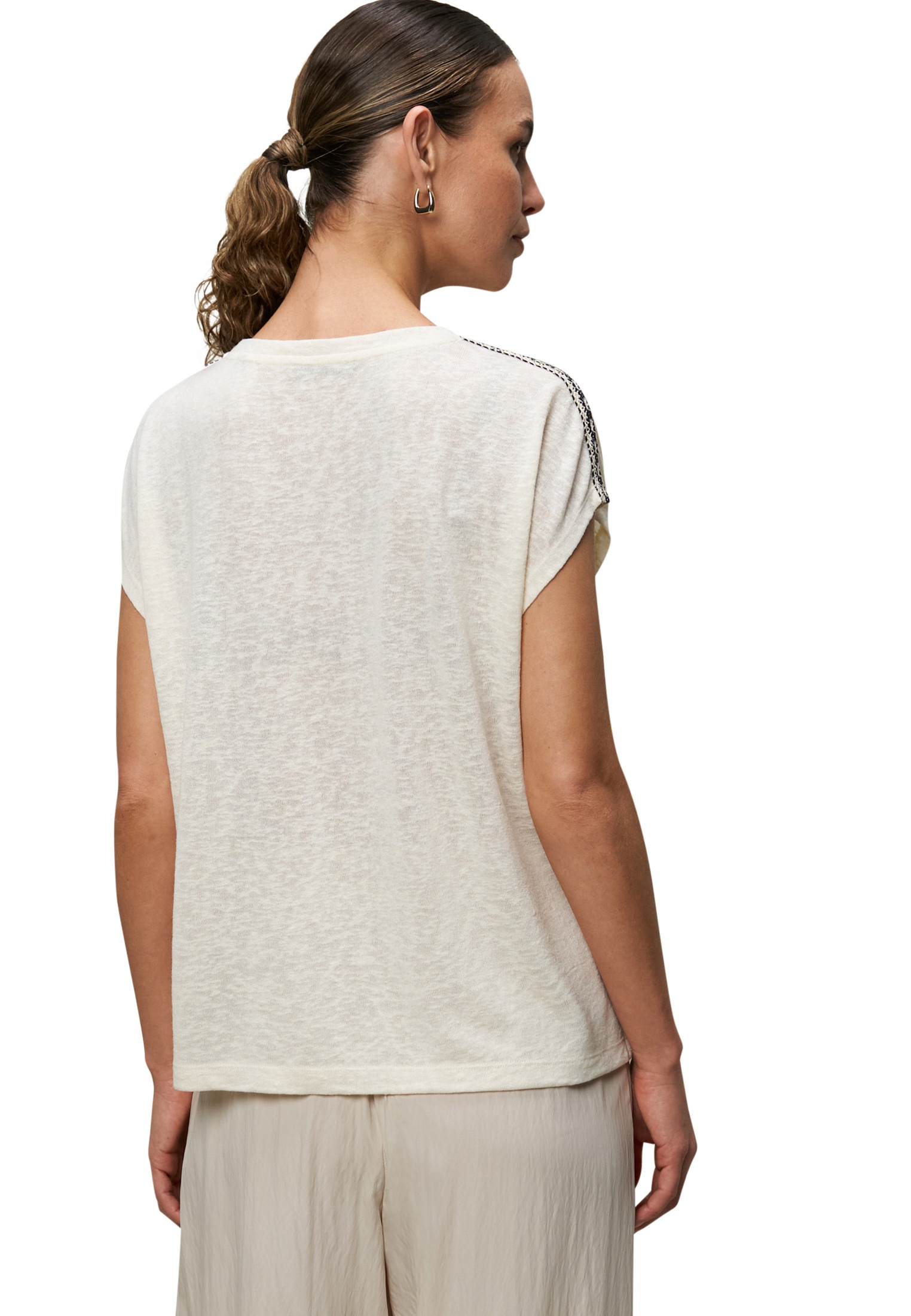 Zero Shirttop »Shirt mit Kontraststickerei«