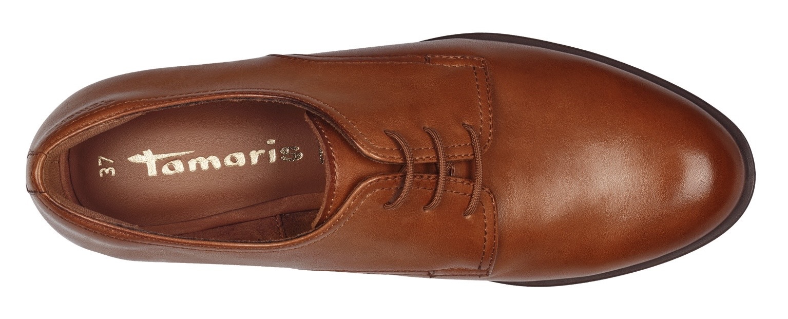 Tamaris Schnürschuh, Blockabsatz, Halbschuh, Businessschuh mit Ziernähten