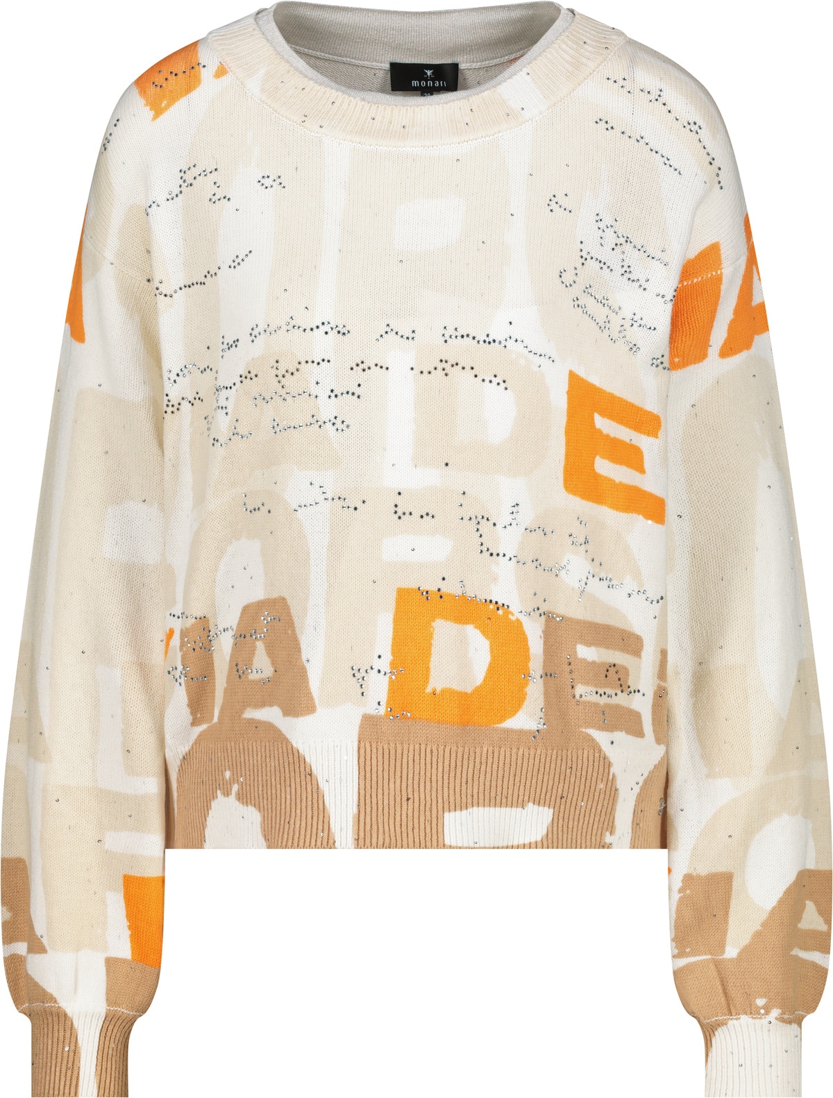 Monari Strickpullover »Buchstaben allover« Regular fit mit Rundhalsausschnitt