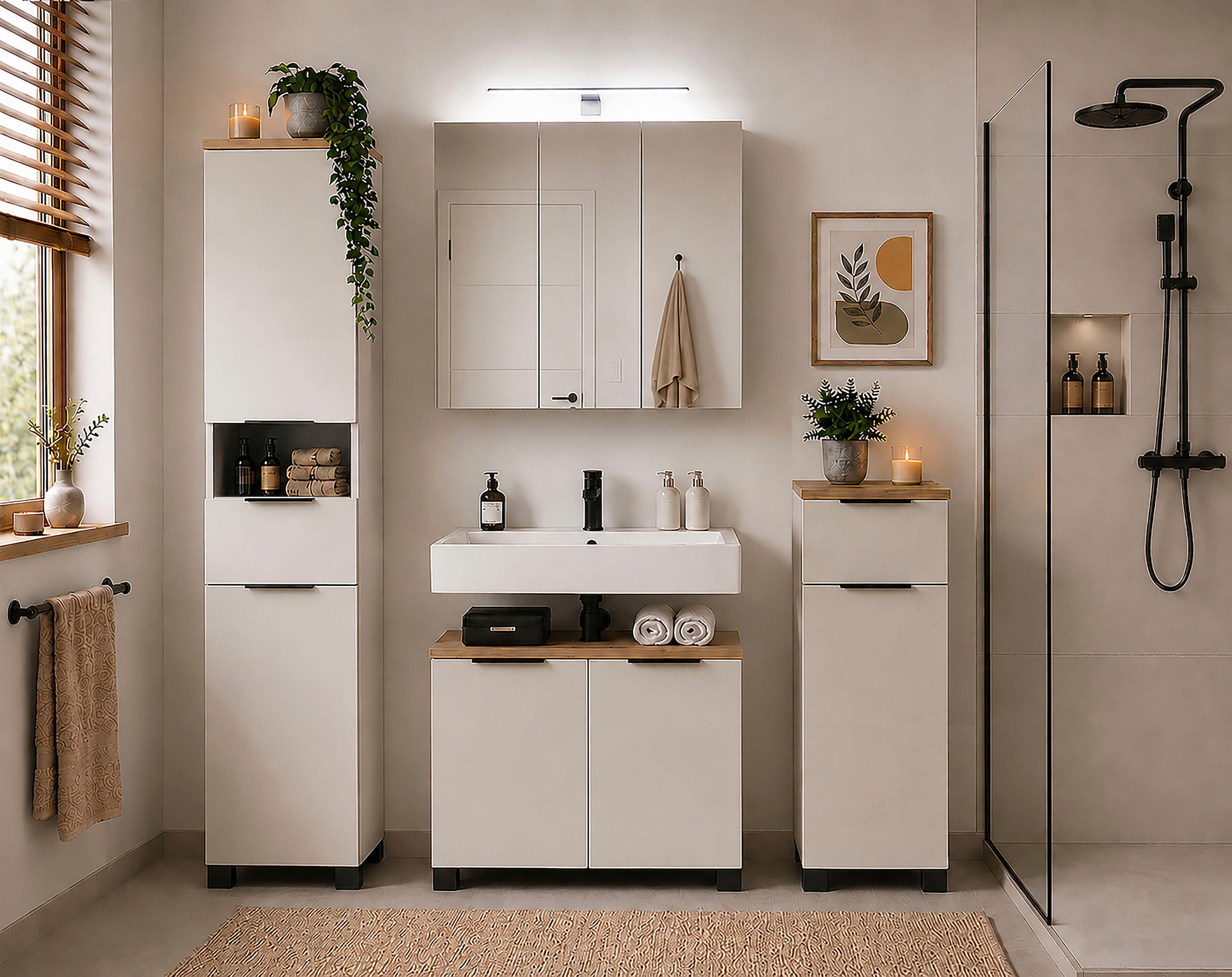 Schildmeyer Hochschrank »Saga, mit fühlbarer Holzstruktur, Breite 40 cm, Made in Germany« 1 Stk. tlg. Eiche Landhaus Dekor mit fühlbarer Struktur, Made in Germany