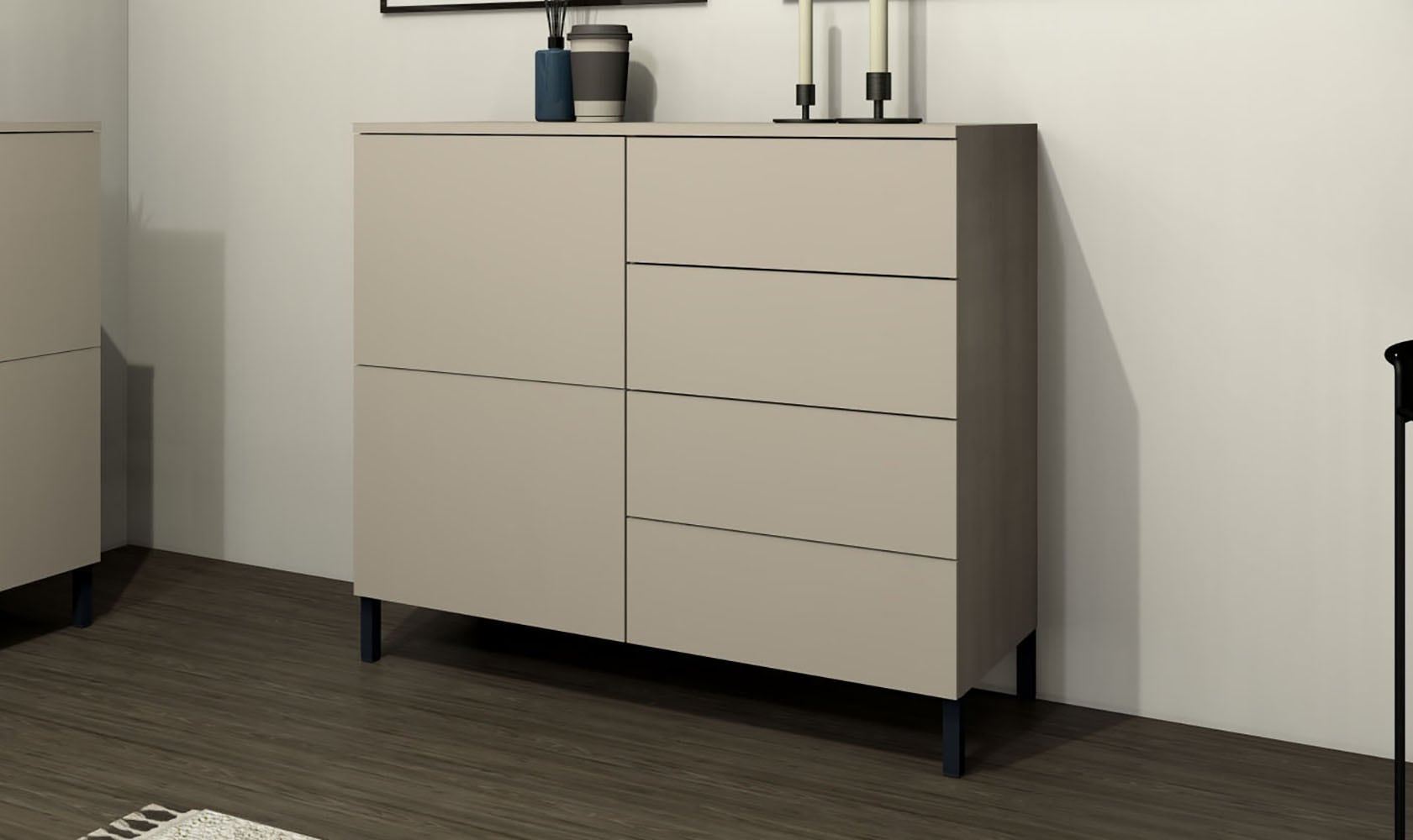 borchardt Möbel Kommode »Haama, modern, grifflos, Metallfüße, praktisch,  2 Türen« Push-To-Open, verstellbare Einlegeböden, viel Stauraum, Breite 93cm