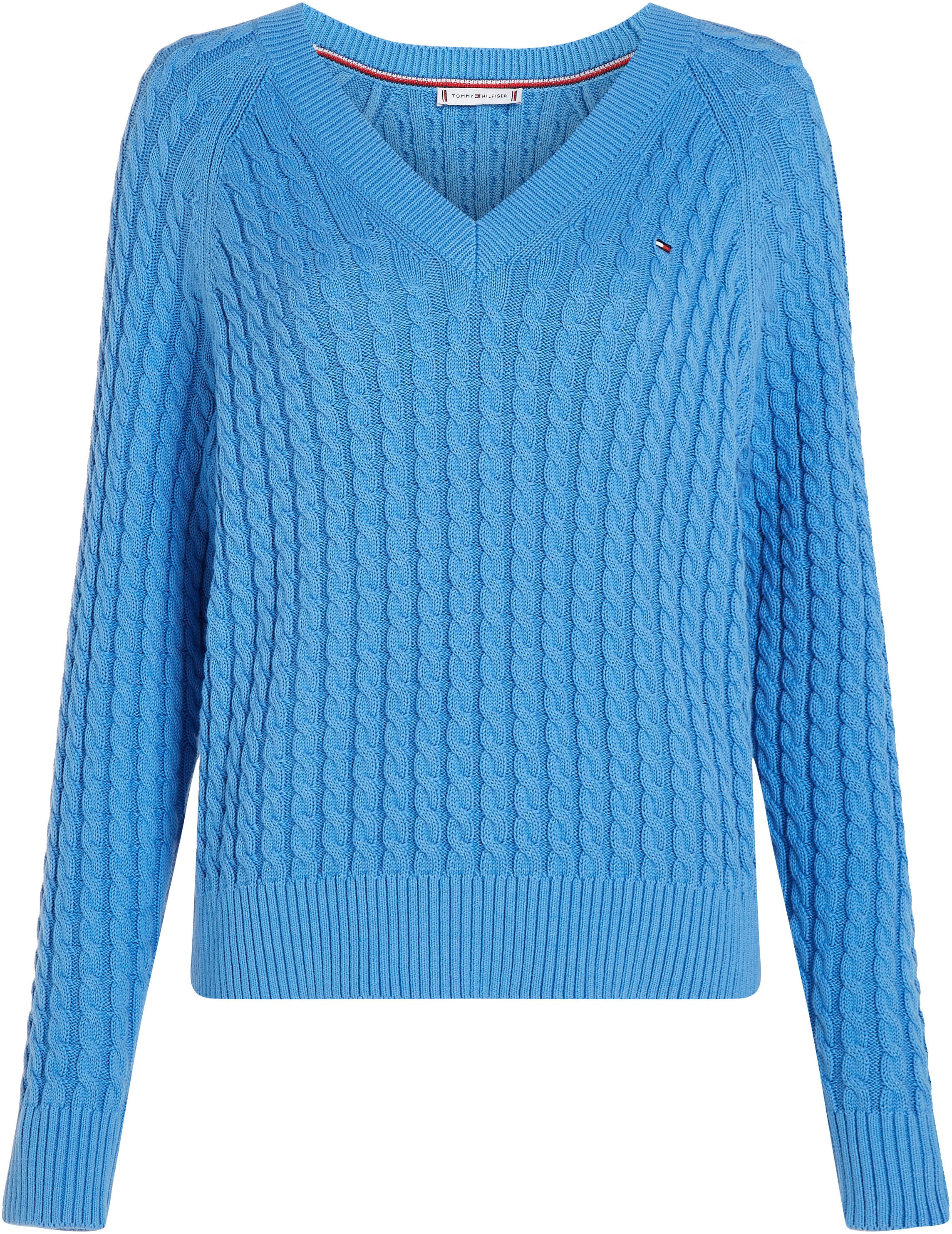 mit CABLE online »CRV SWEATER«, V-Ausschnitt-Pullover OTTO V-NK Hilfiger Curve bei Tommy Logostickerei CO