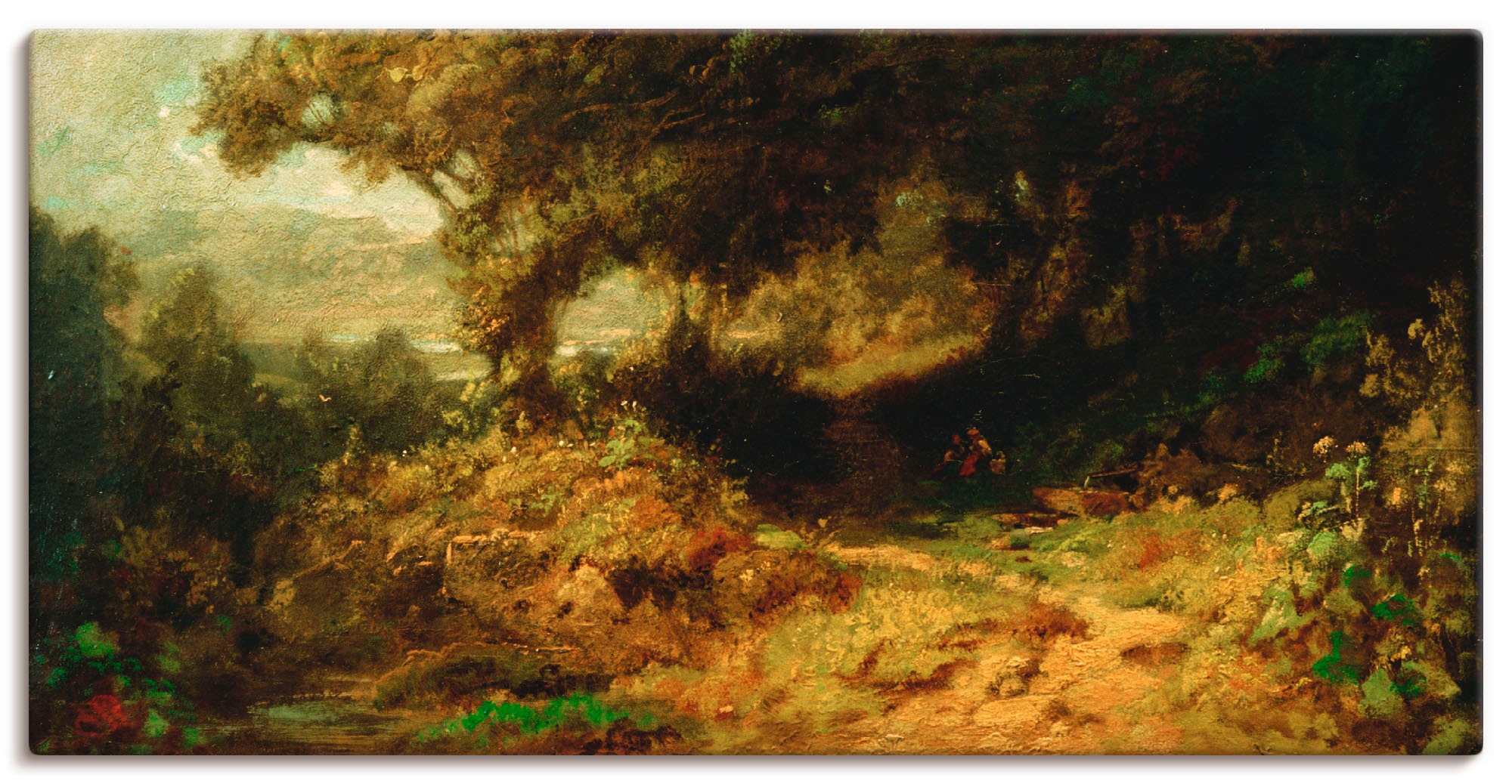 Artland Wandbild »Waldlandschaft (Rastende Kinder Brunnen)«, Wald, (1 St.), in vielen Größen & Produktarten -Leinwandbild, Poster, Wandaufkleber / Wandtattoo auch für Badezimmer geeignet