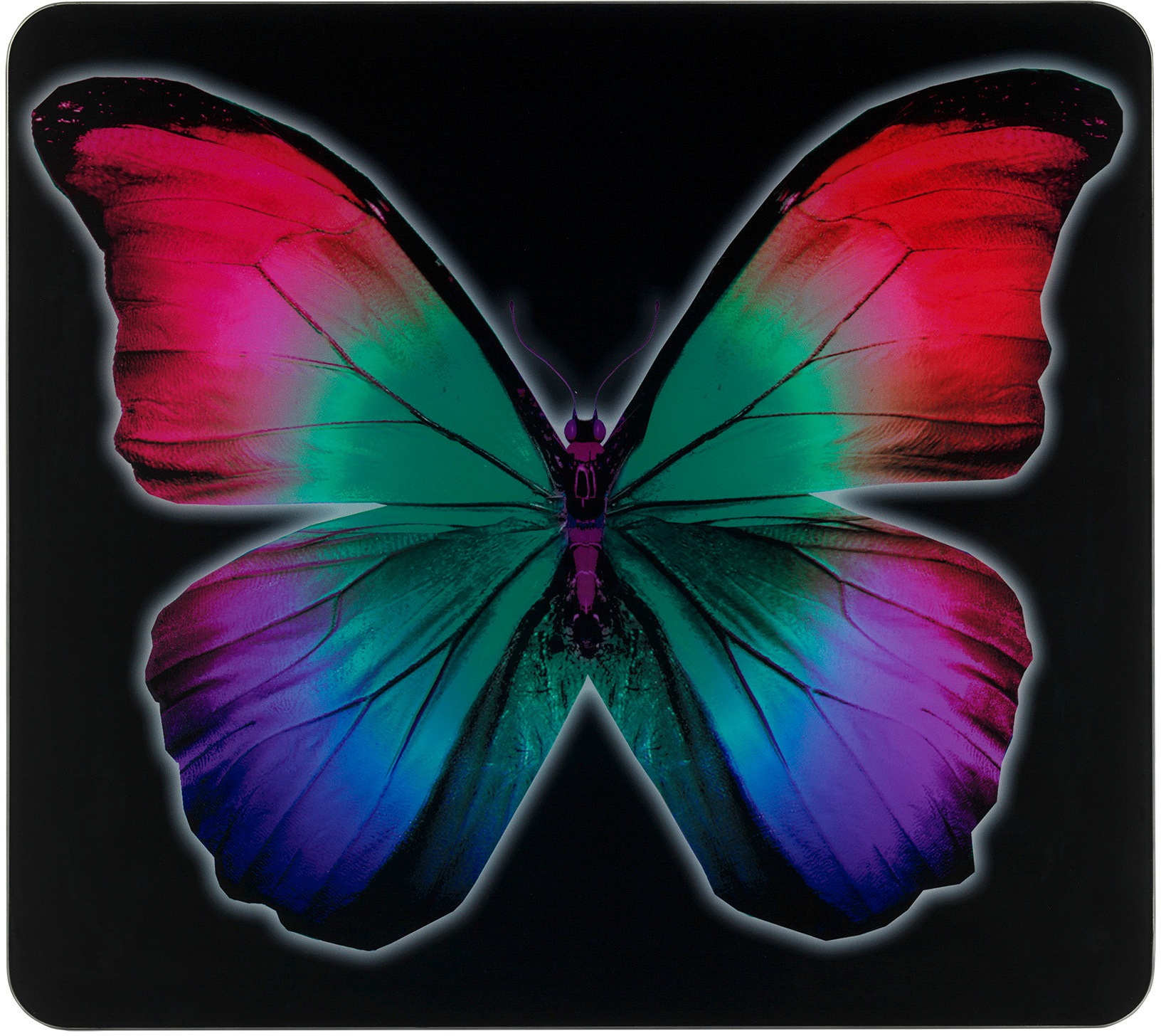 Herd-Abdeckplatte "Butterfly by Night", Glas Silikon