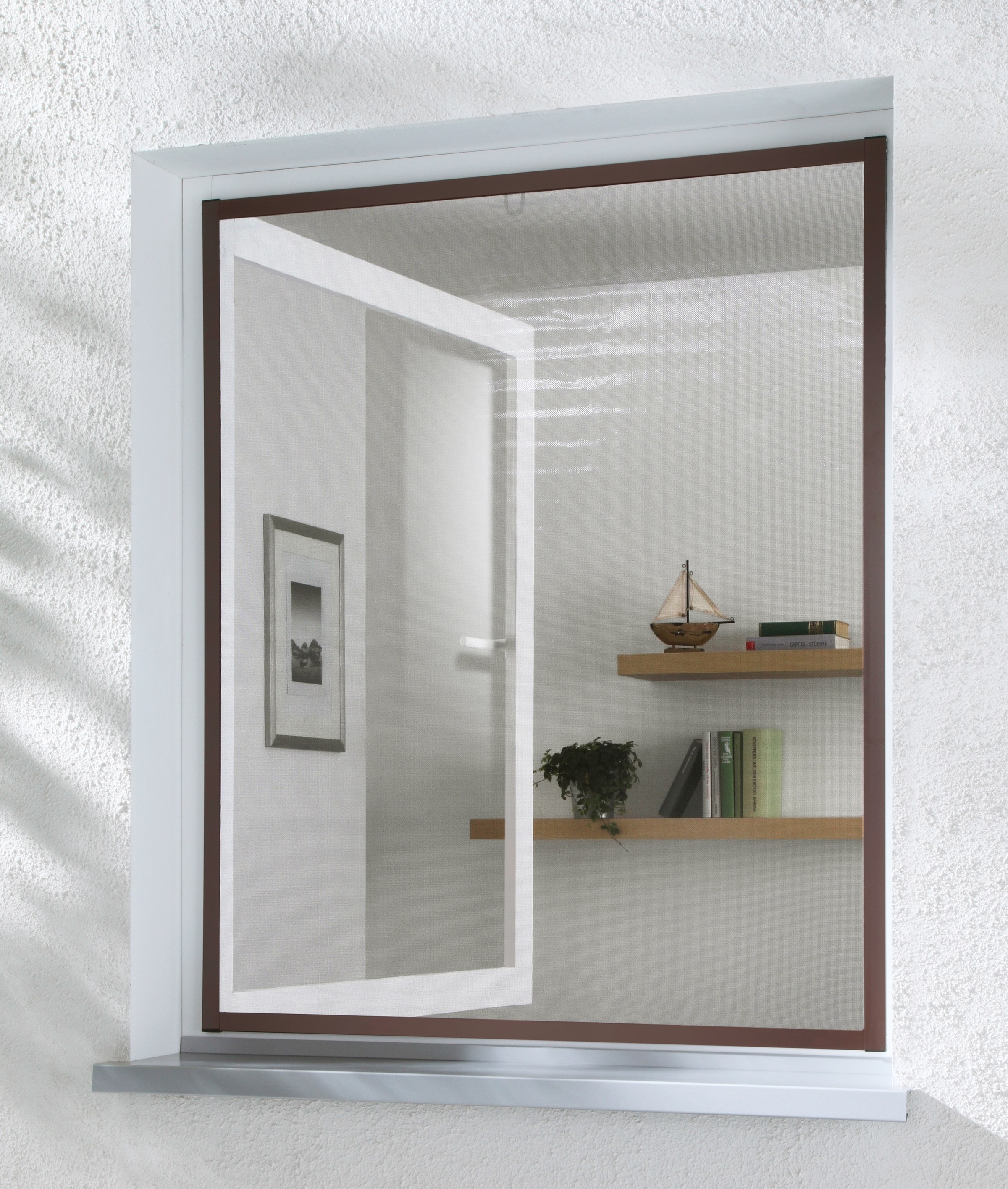 hecht international Insektenschutz-Fensterrahmen »MASTER SLIM«, braun/anthrazit, BxH: 130x150 cm