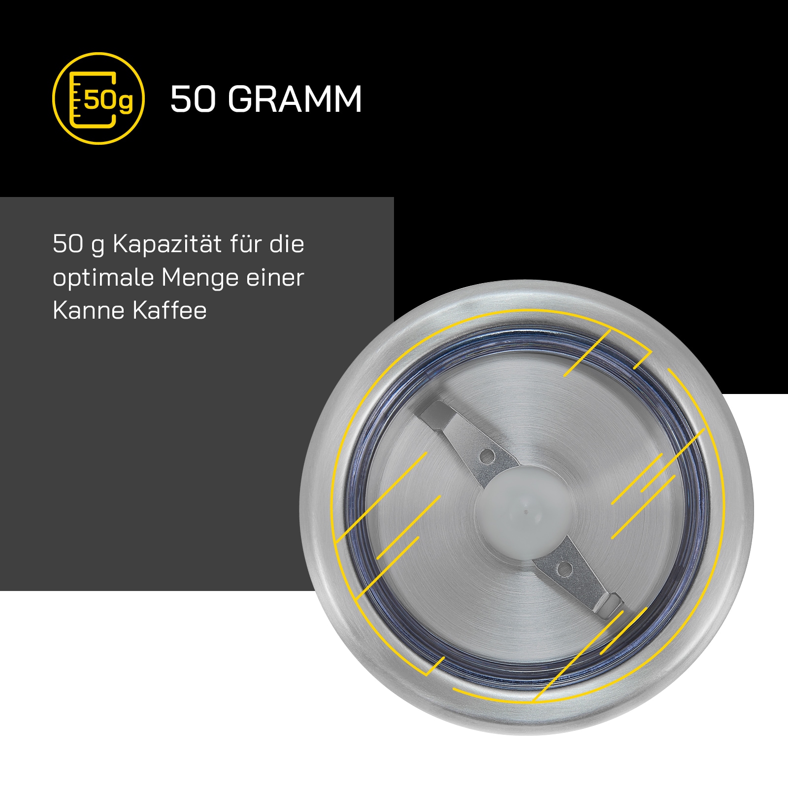 Gutfels Kaffeemühle »COFFEE5010«, 200 W, Schlagmesser, 50 g Bohnenbehälter, 50 g Kapazität, 200 Watt