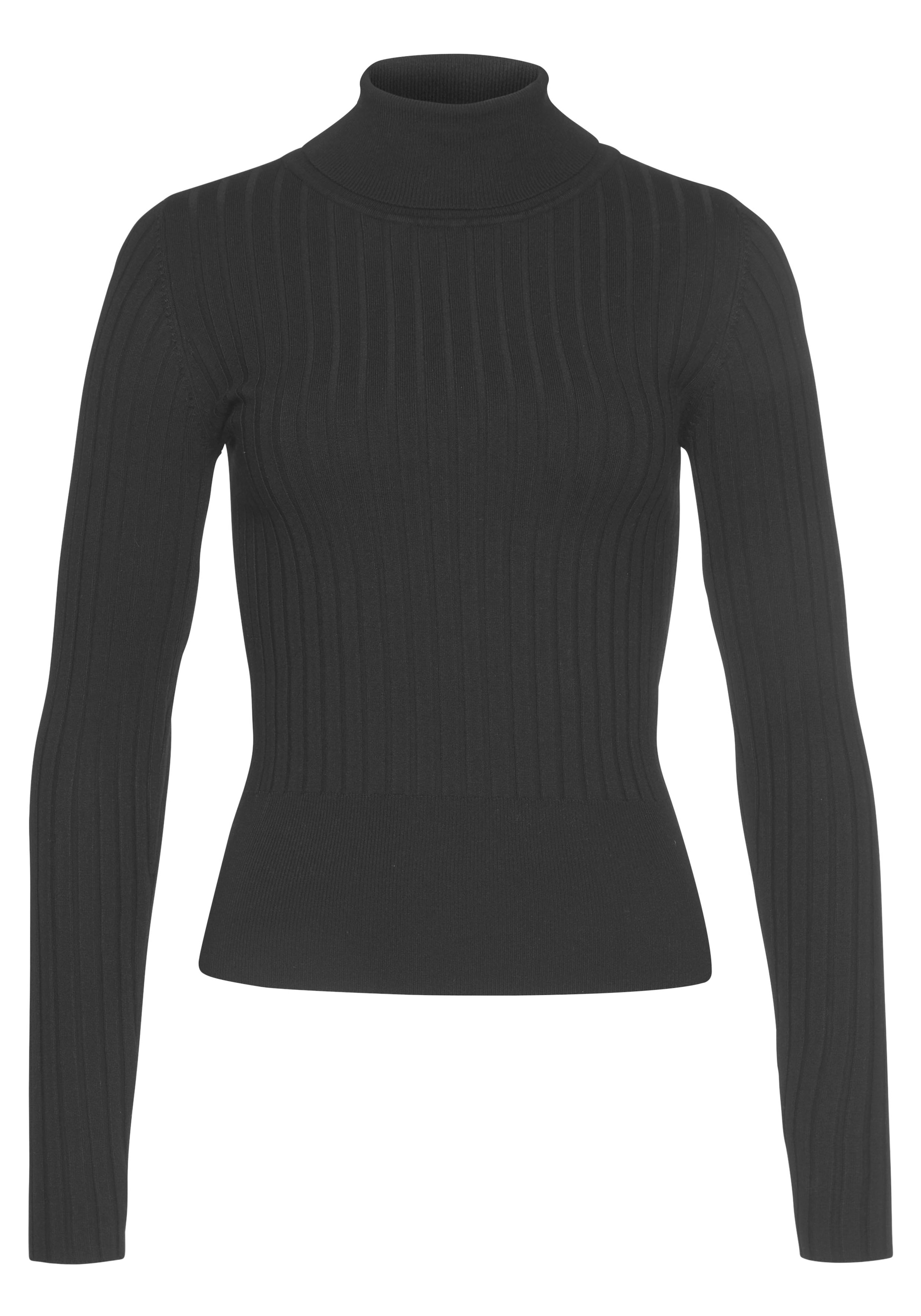 LASCANA Rollkragenpullover, aus weichem Rippstrick, figurbetonter Strickpullover