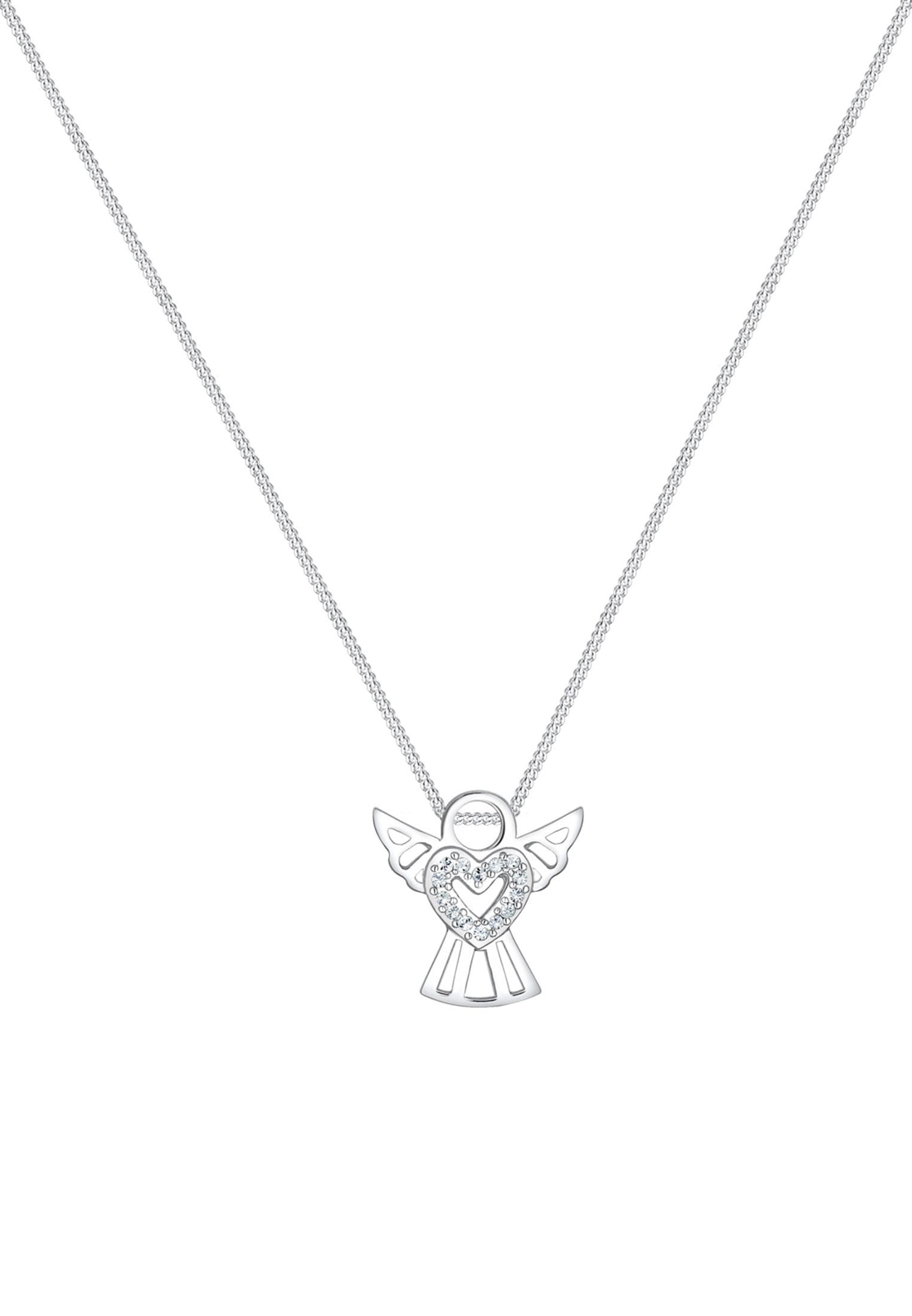 Elli Silberkette »Halskette Engel Glas Kristalle Weiß 925 Sterling Silber«
