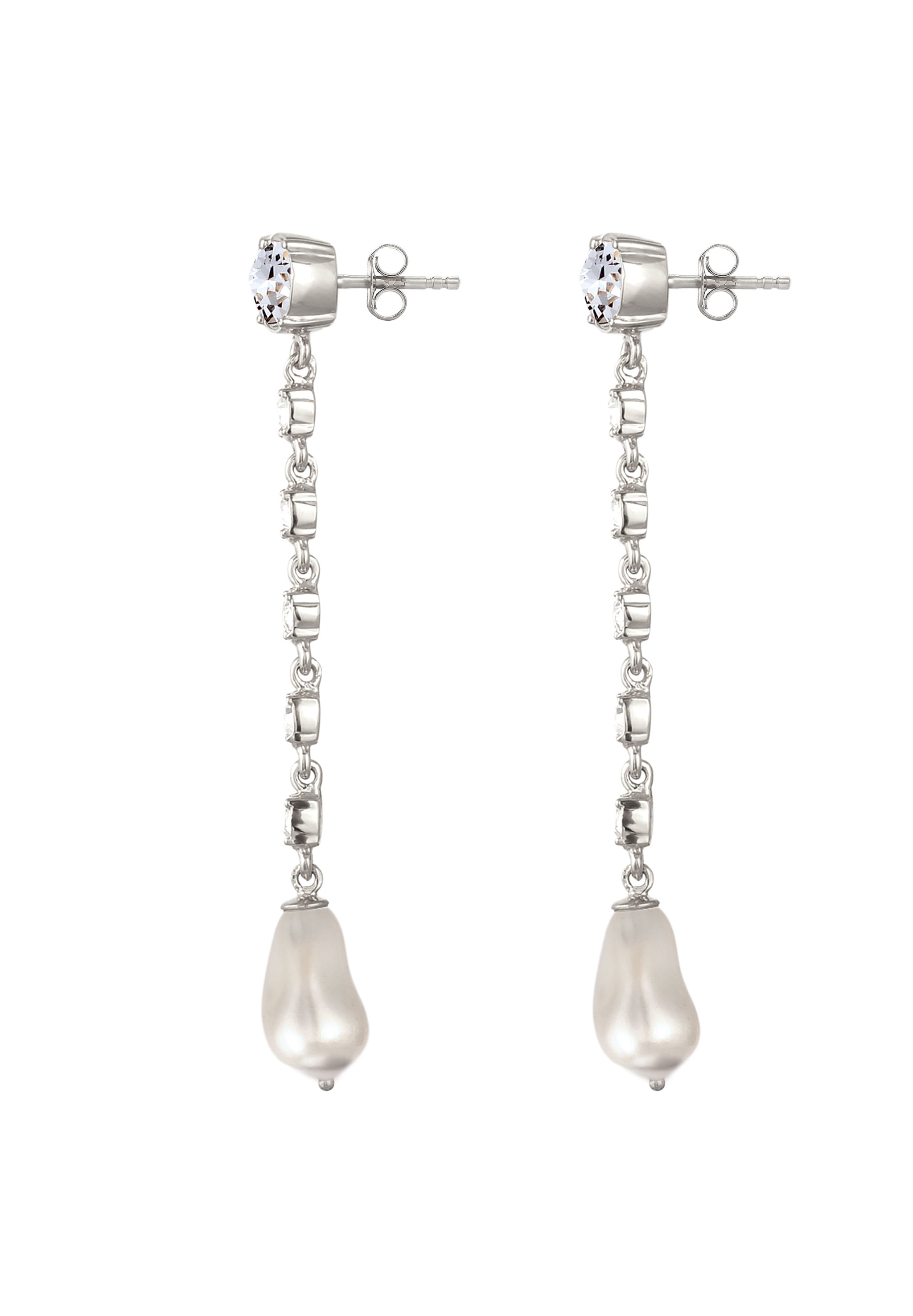 Elli Paar Ohrstecker »Ohrringe Ohrstecker mit Swarovski(R) Perlen Kristallen Weiß  925 Sterling Silber«