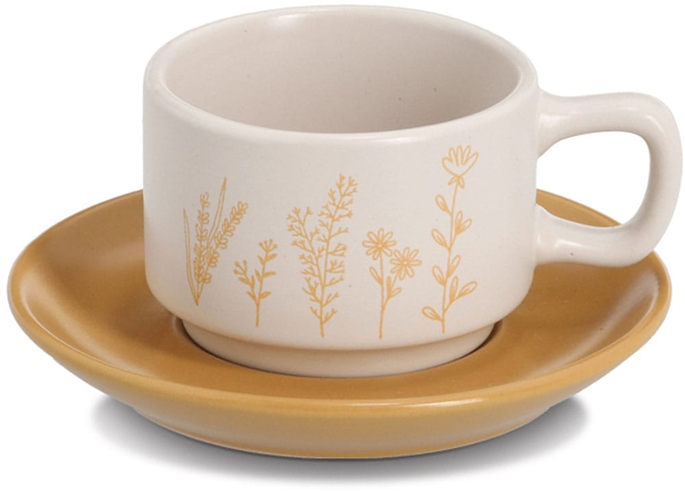 Zeller Present Espressotasse »Espresso-Set "Flowers", 8-tlg., Steingut« zarte Blumenmotive