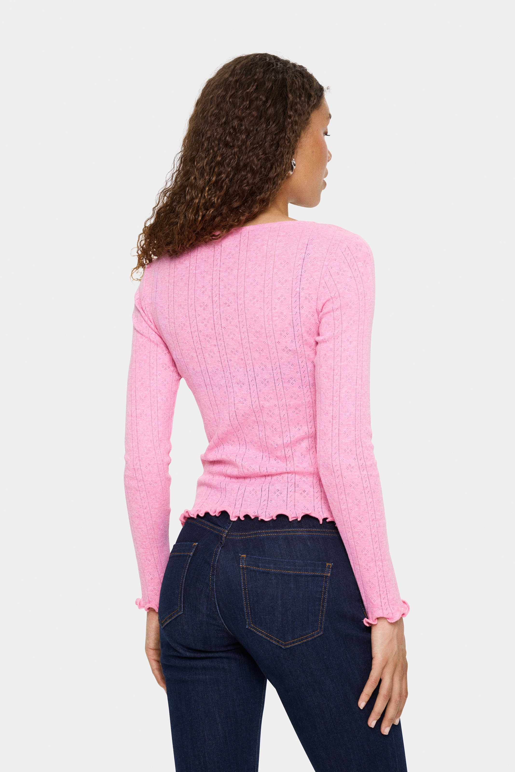 Saint Tropez Langarmshirt »GruSZ Blouse«, gewellter Saum