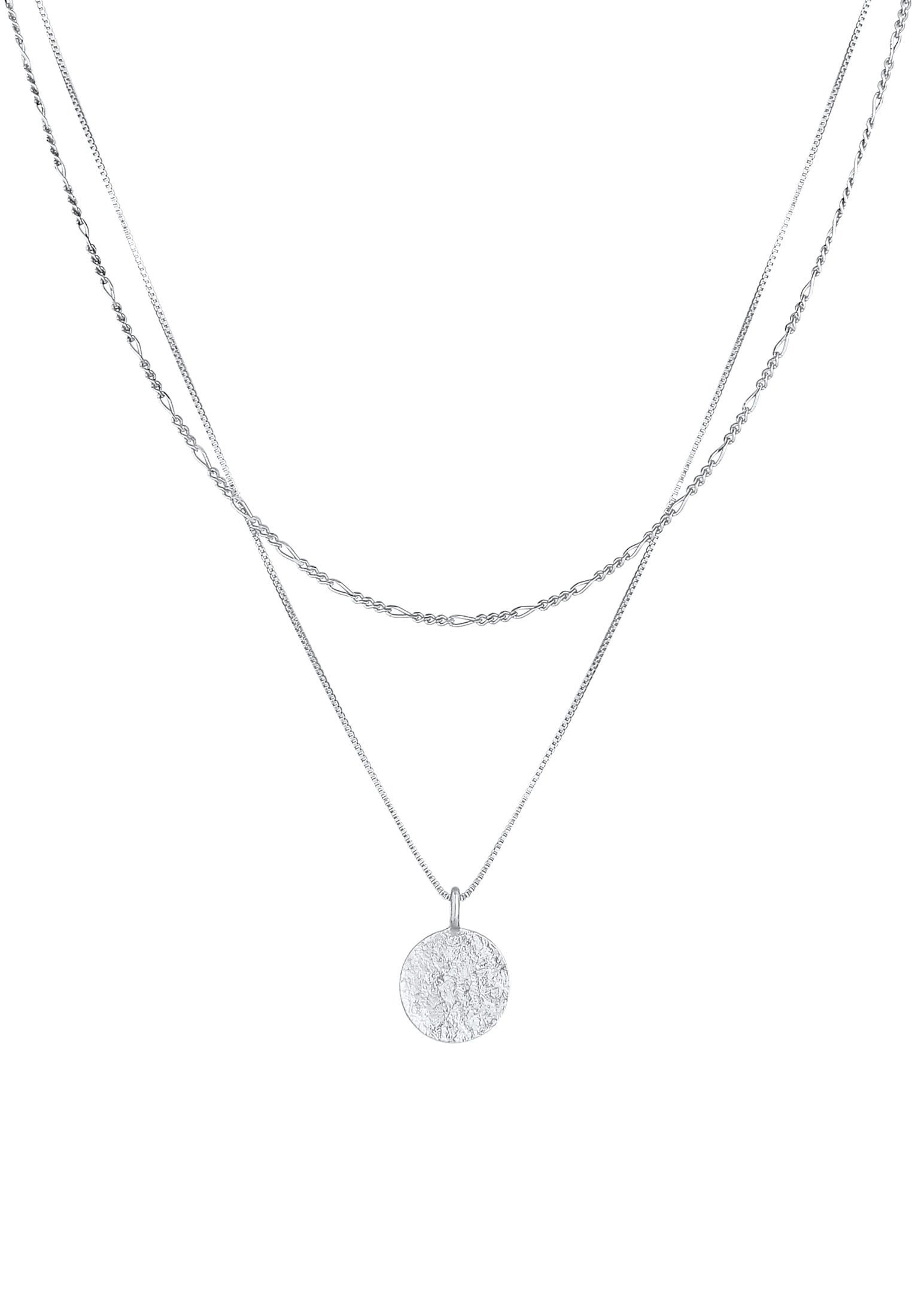 Kuzzoi Kette mit Anhänger »Halskette Herren Layer Figaro Venezianer Plättchen 925 Silber«