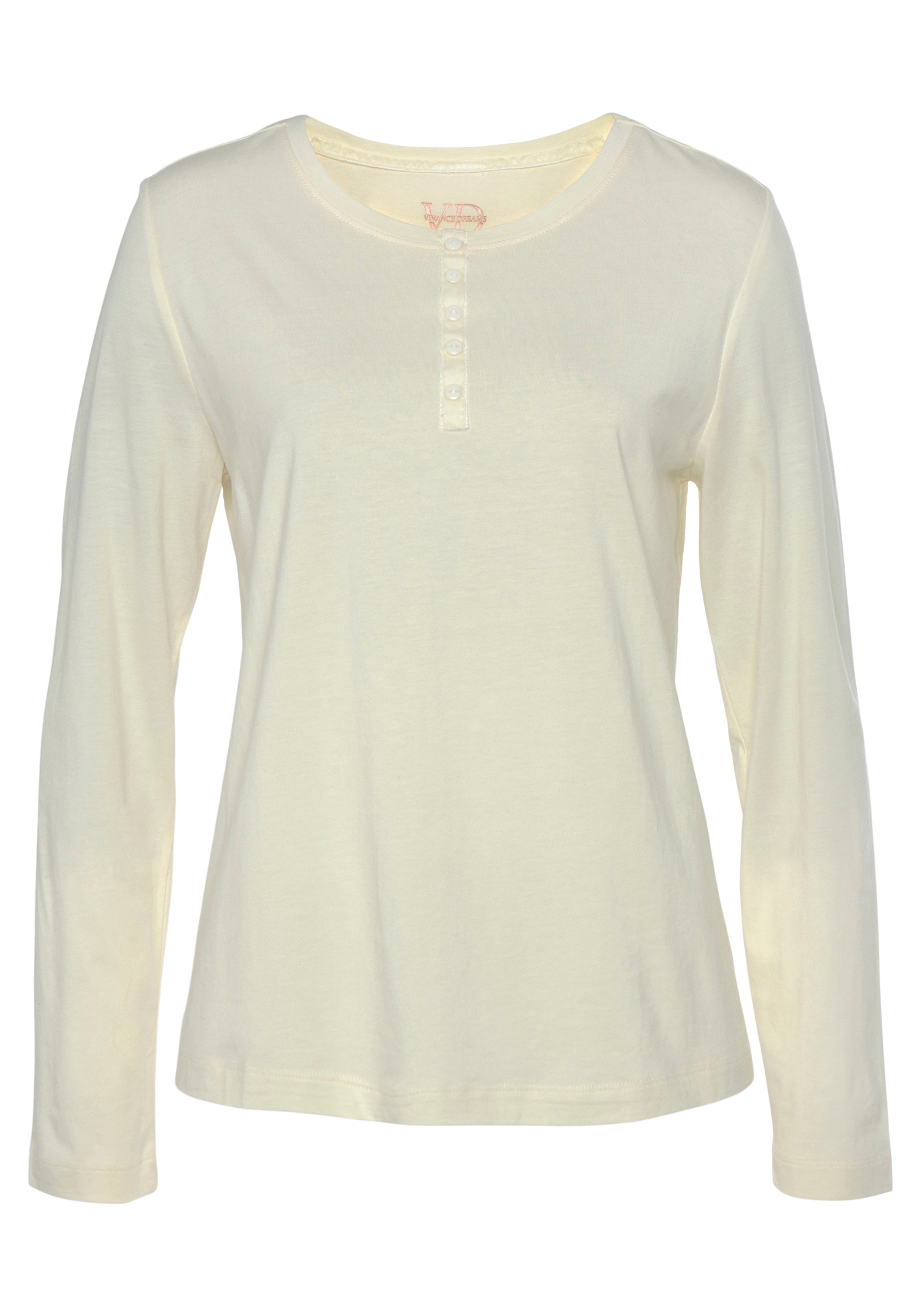 Vivance Dreams Pyjamaoberteil, mit Velvet-Knopfleiste