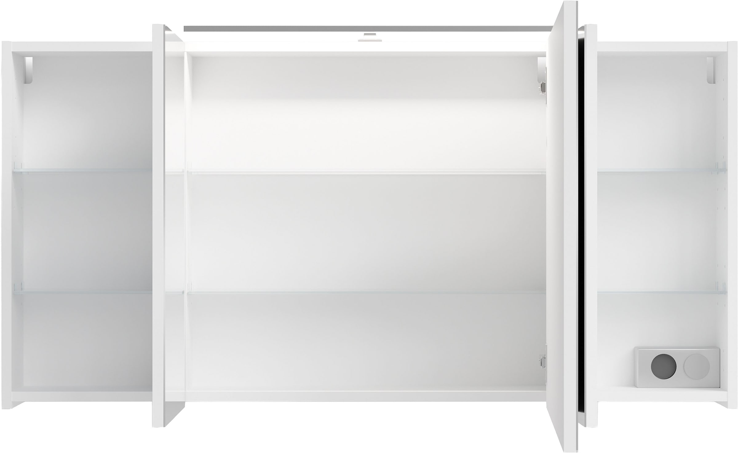 byLIVING Spiegelschrank »Serie Spree, in vielen Breiten erhältlich« Soft-Close, LED Beleuchtung mit Schalter- und Steckdosenbox