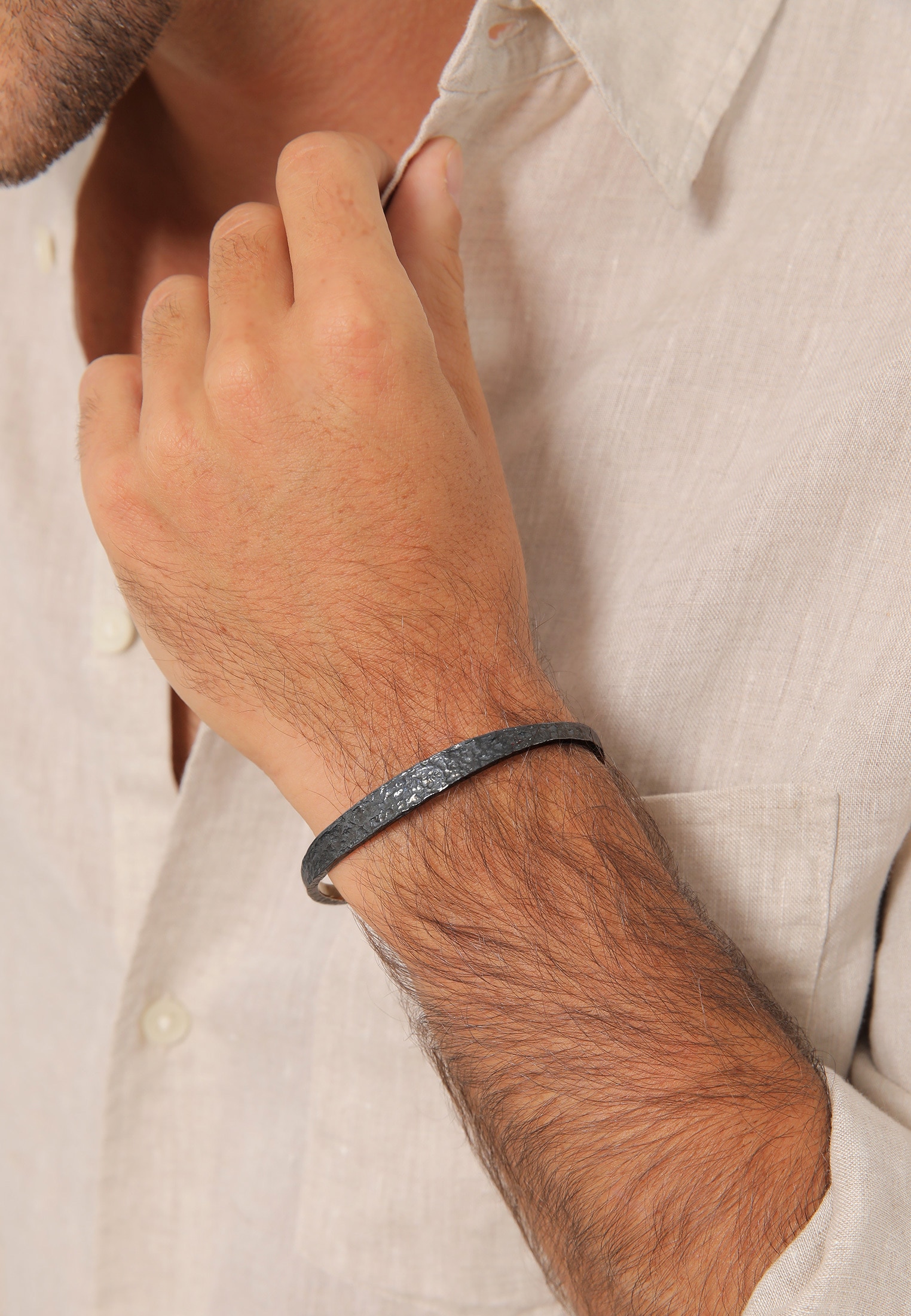 Kuzzoi Armreif »Armband Herren Armreif Handgefertigt Used Look 925 Silber«