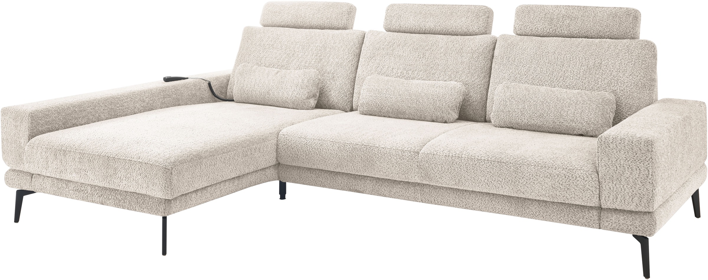 set one by Musterring Ecksofa »SO 3600, inkl motor. Sitztiefenverstellung, Kopfstützen, Nierenkissen« Sitzhöhe 42 cm, Kaltschaum, Breite 293 x Tiefe 180 cm, Kama sand