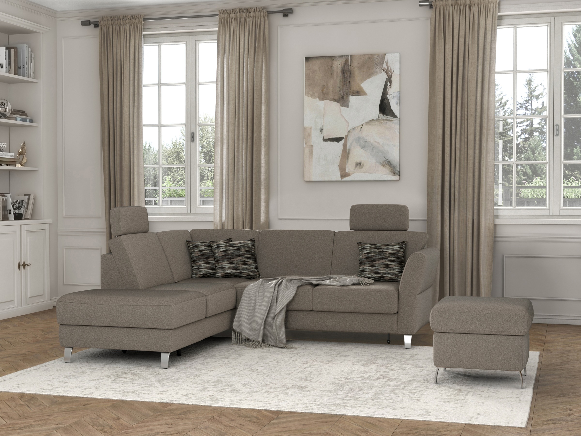 sit&more Ecksofa »Visby L-Form«, Wahlweise mit Bettfunktion und Stauraum, frei im Raum stellbar