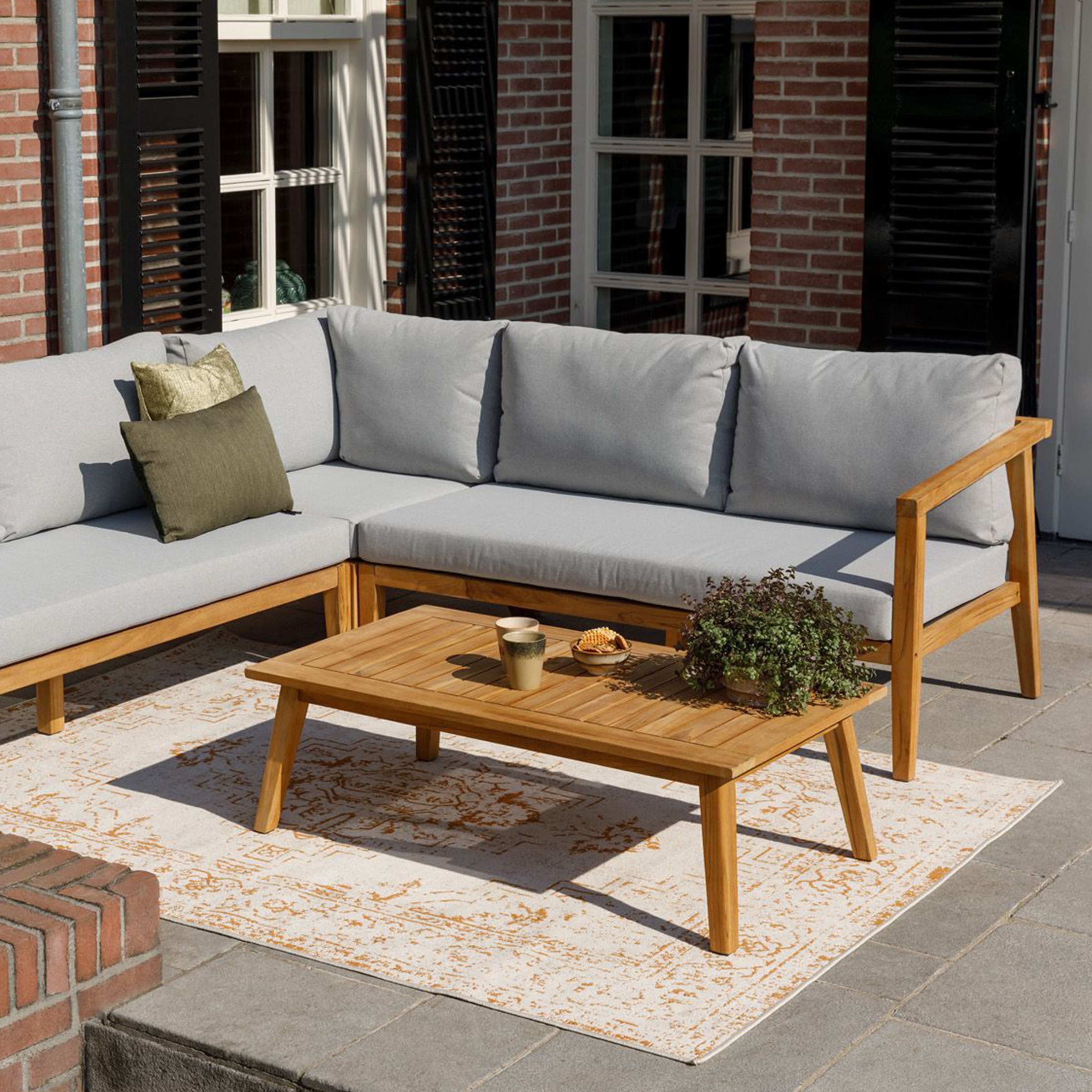 WOOOD Sitzgruppe »LUCCA LOUNGESET GARTEN TEAK INKL. KISSEN« 3 tlg. tlg.