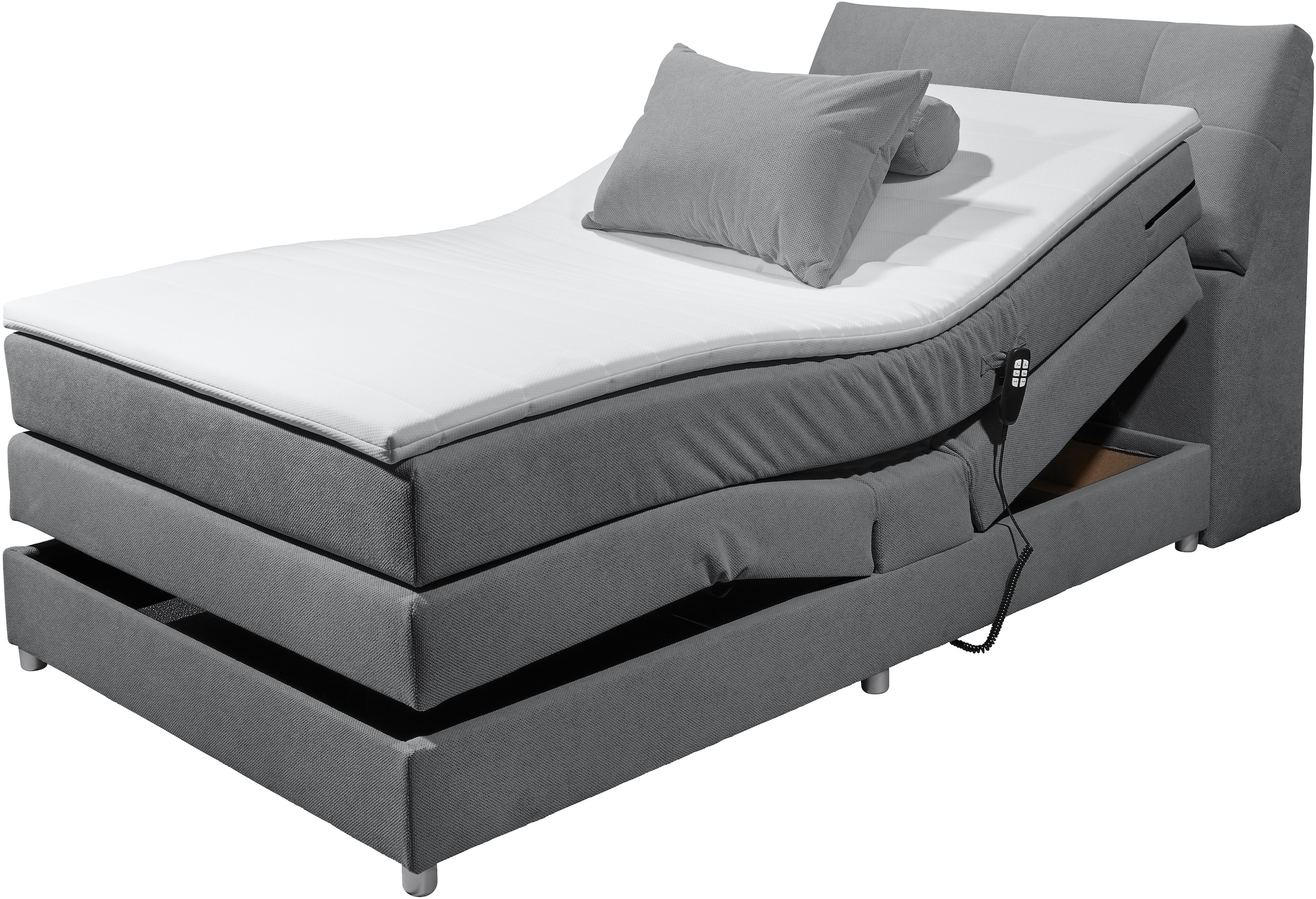 ED EXCITING DESIGN Boxspringbett »Toulouse«, inkl. Motor, inkl. Stauraum im Kopfteil