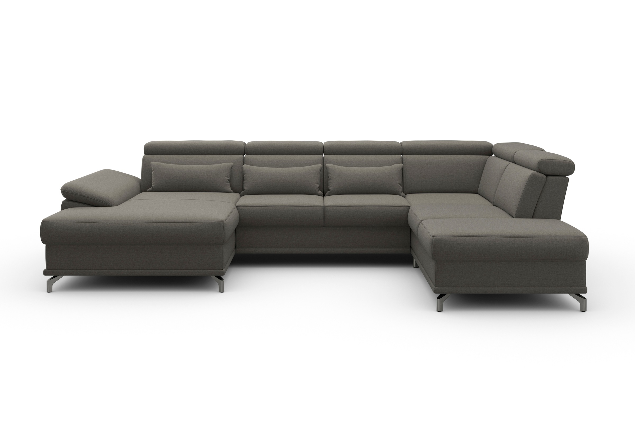 sit&more Wohnlandschaft »Cabrio U-Form, mit Sitztiefenverstellung, Arm- und Kopfteilverstellung«, 3 Nierenkissen, Federkern, optional Bettfunktion und Stauraum