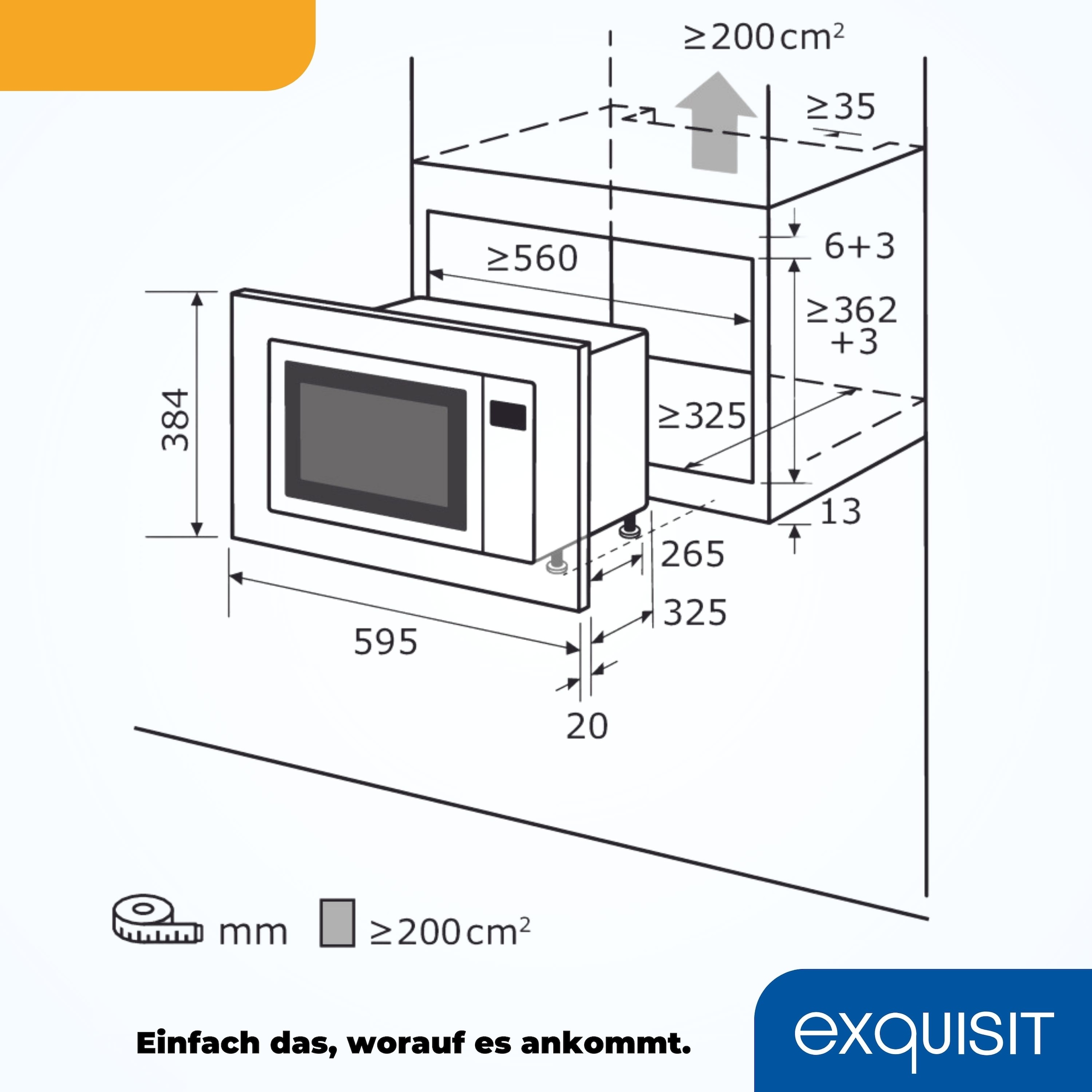 exquisit Einbau-Mikrowelle »EMW20-DG-020«, Grill-Mikrowelle, 1300 W