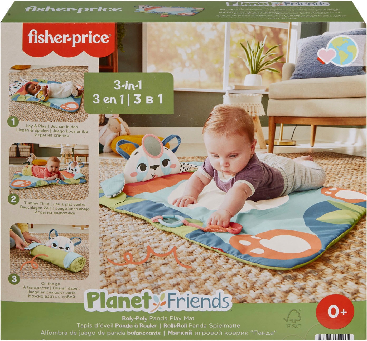 Fisher-Price® Spielmatte »Rolli-Roll Panda«, zum Teil aus recyceltem Material