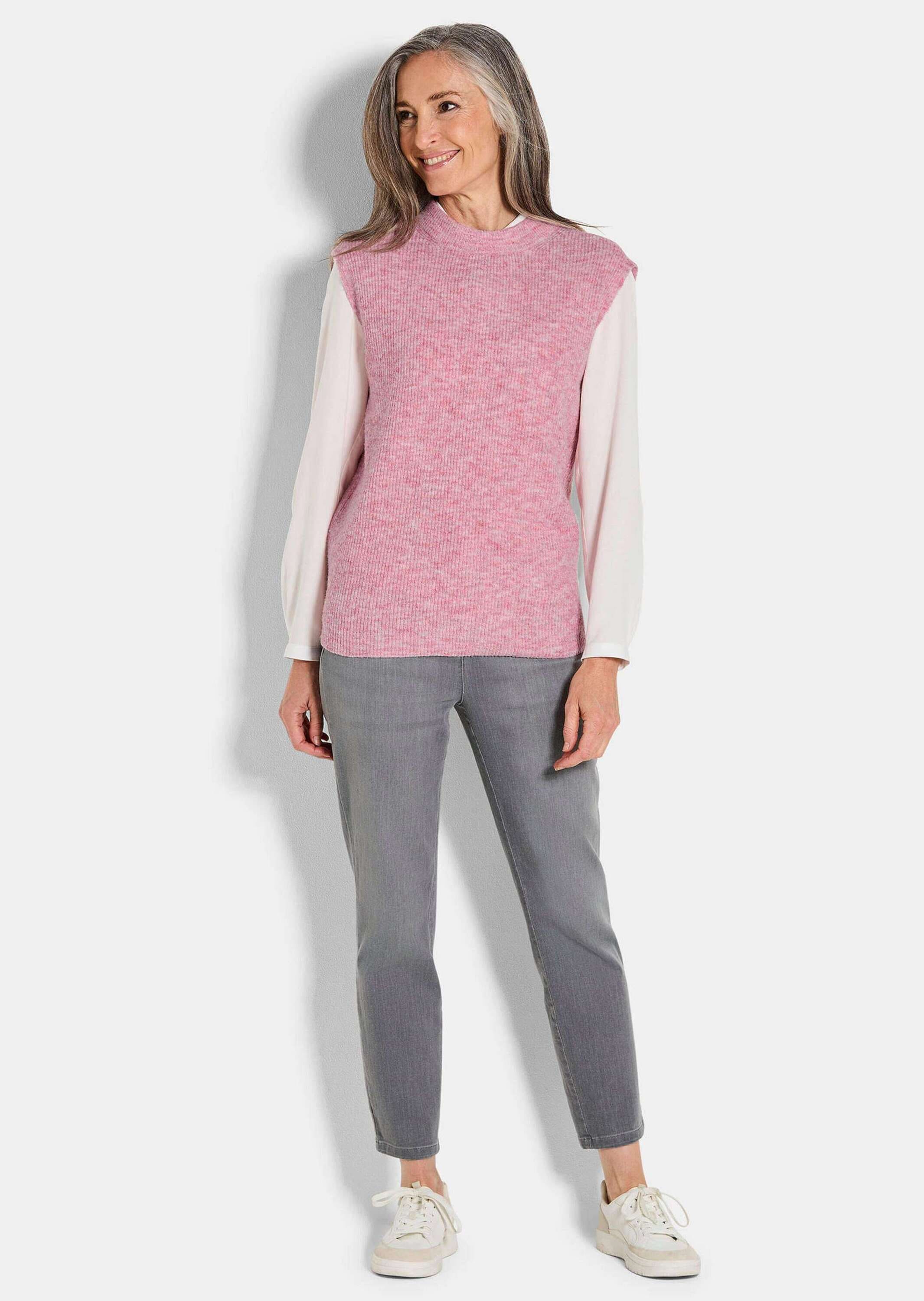 GOLDNER Rundhalspullover »Edler Rippstrick Pullunder, Stehkragen«