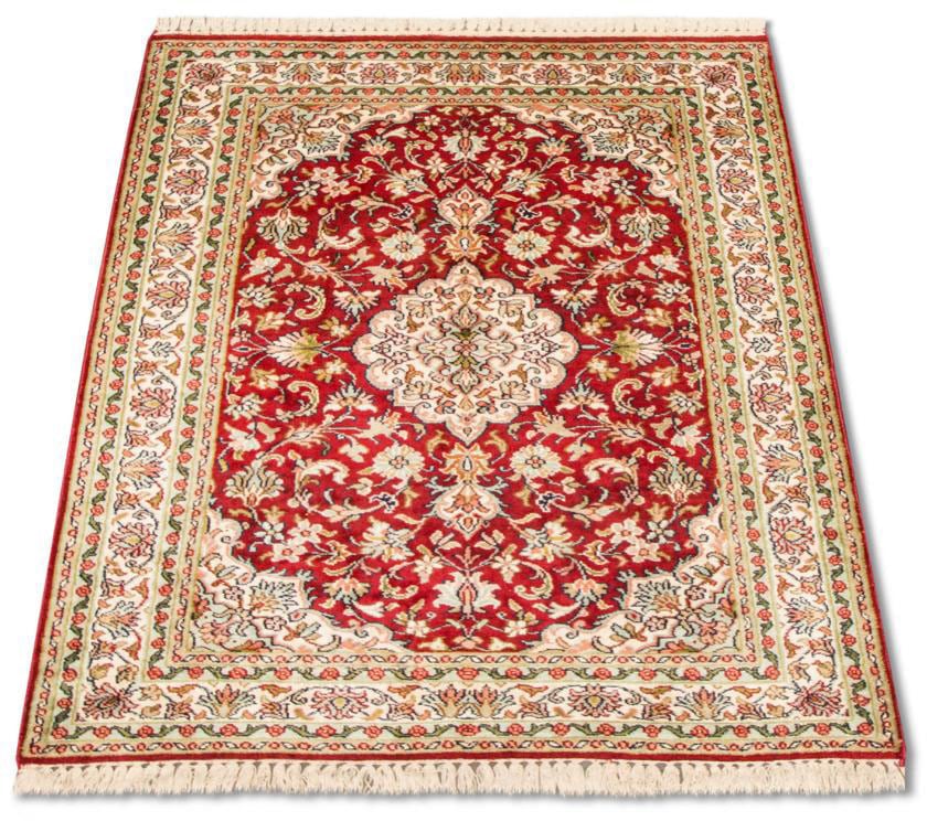morgenland Teppich »Kaschmir Seide Teppich handgeknüpft rot«, rechteckig