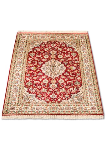 Teppich »Kaschmir Seide Teppich handgeknüpft rot«, rechteckig
